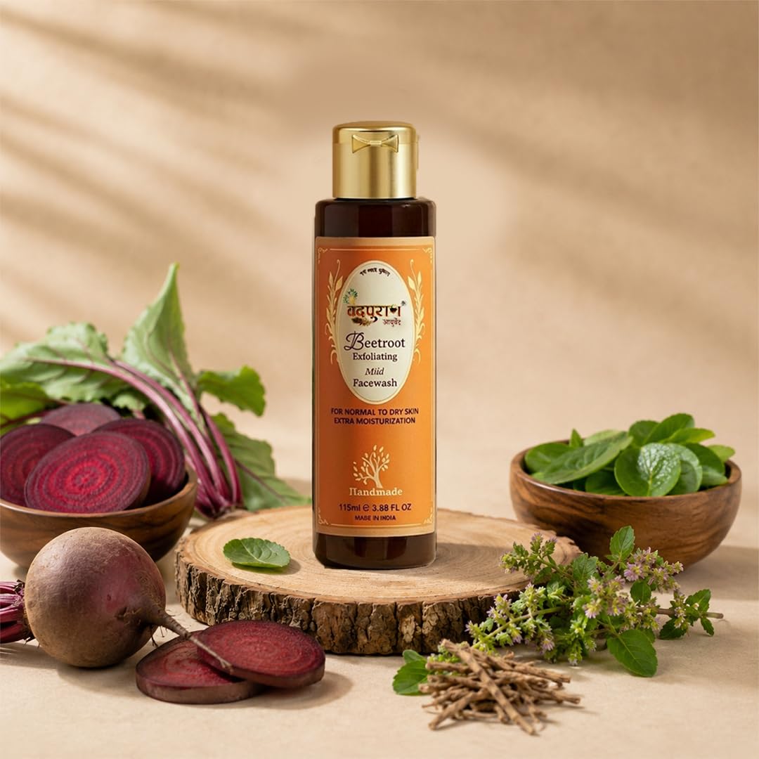 Vedpuran Ayurveda Beetroot Exfoliating Mild Face Wash For Normal To Dry Skin | Extra Moisturization (115 Ml)