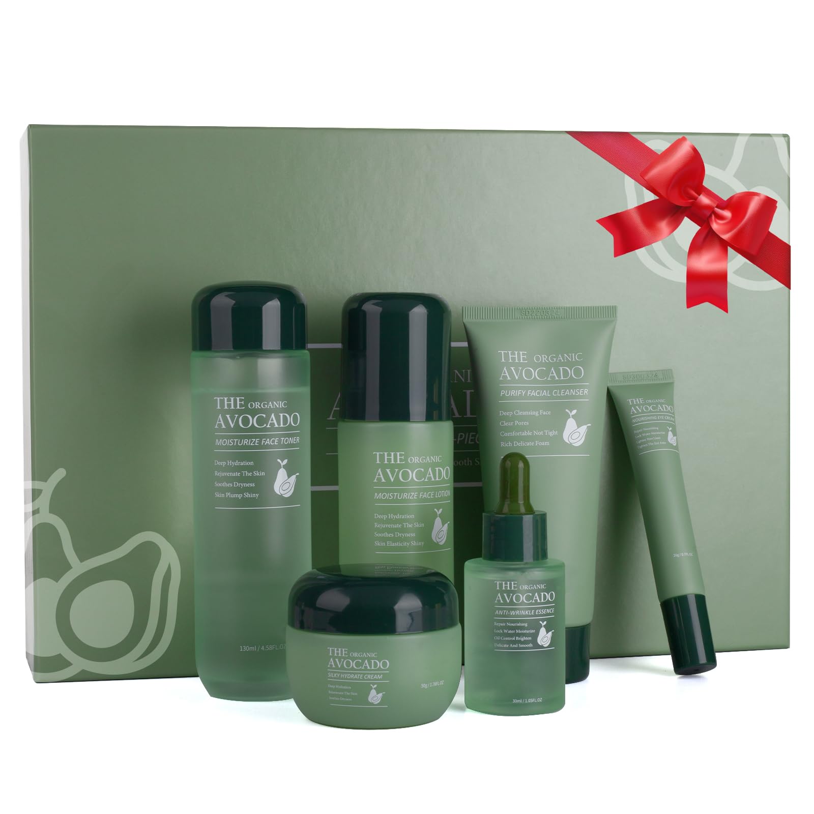 Avocado Skin Care Set, Skincare Gifts Kits For Hydrating Skin, Anti Aging Facial Kit For Women With Facial Cleanser, Toner, Face