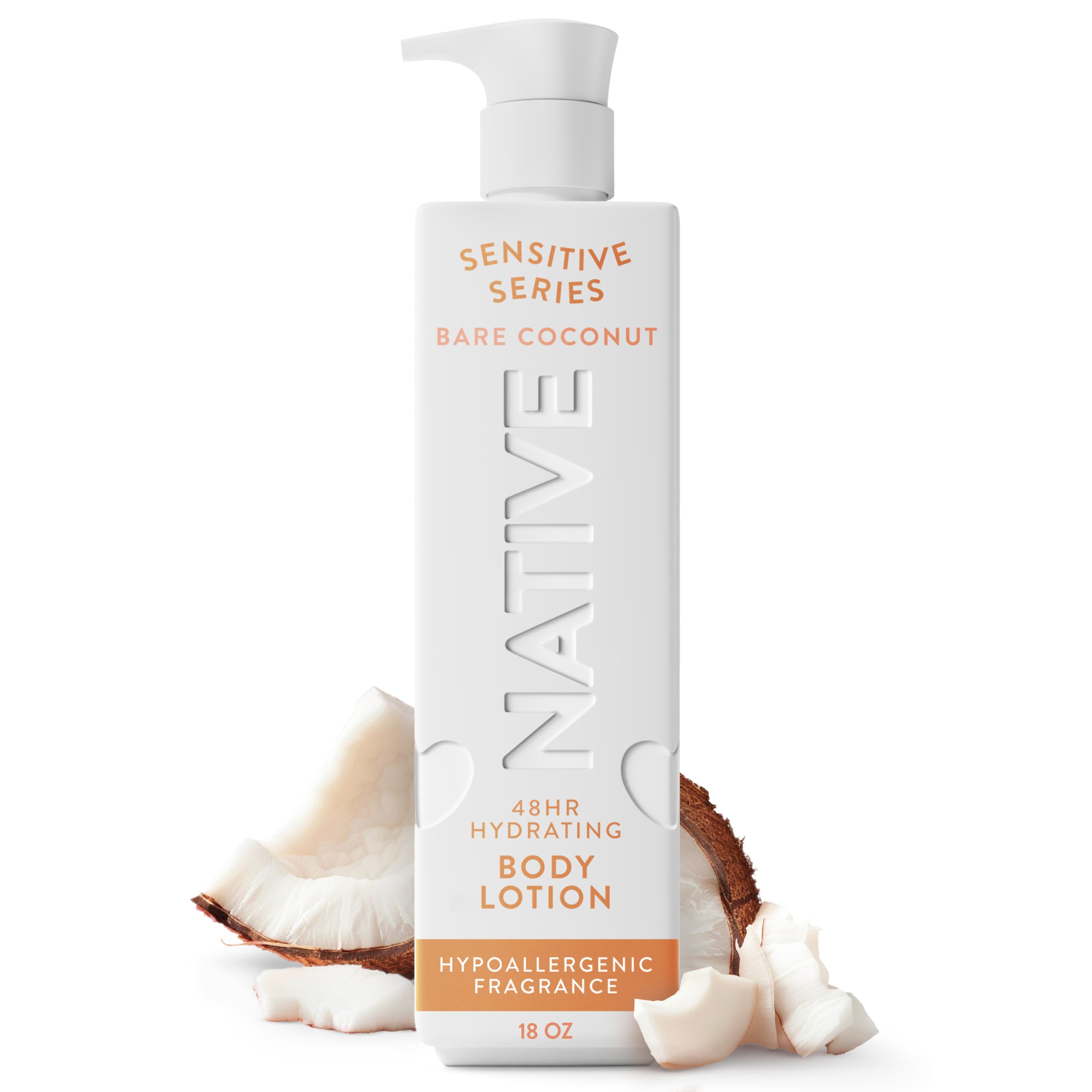 Native Sensitive Body Lotion, 48H Hydration for Soft Skin, Hypoallergenic Fragrance, Free from 81 Known Allergens, Naturally Der
