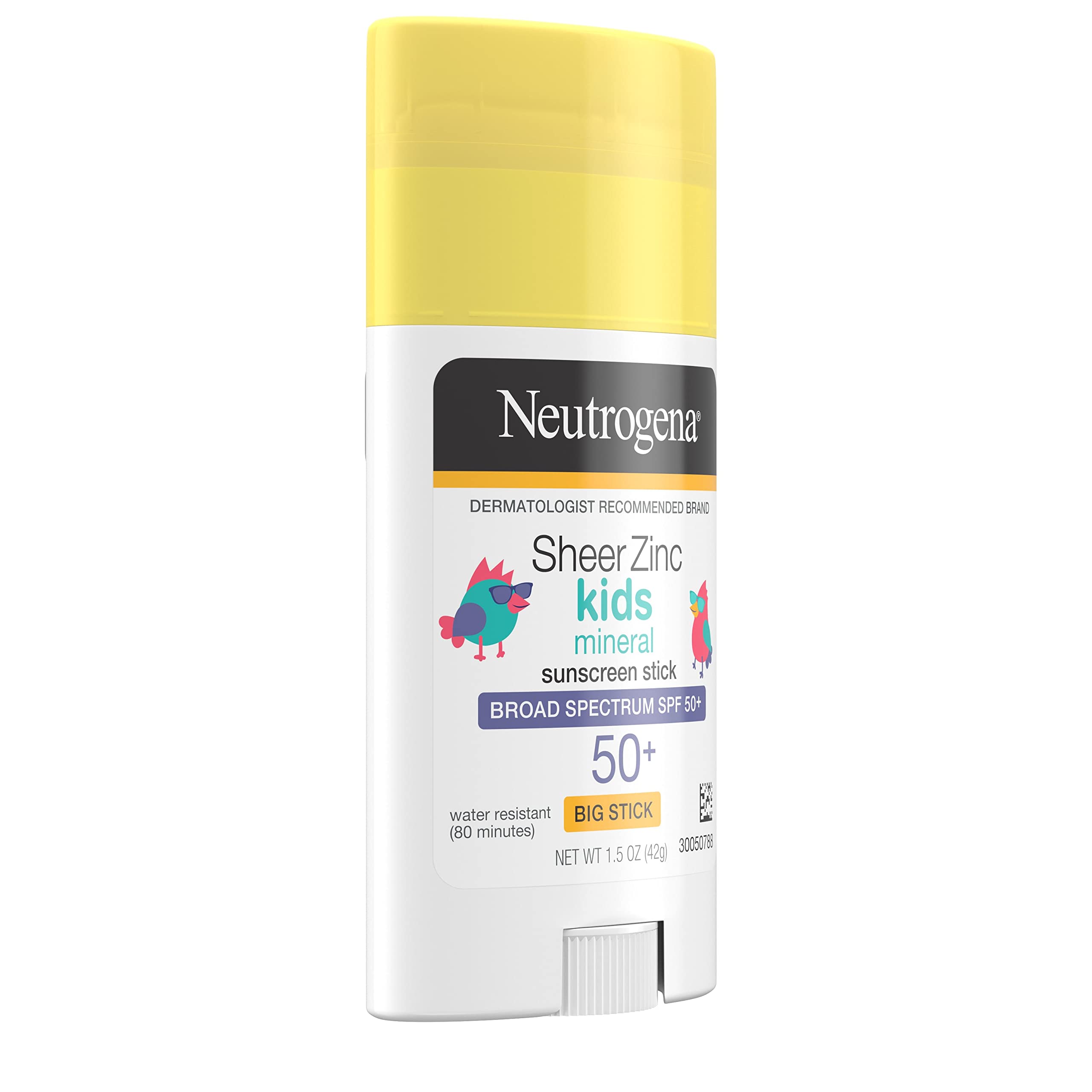 Neutrogena Sheer Zinc Oxide Kids Mineral Sunscreen Stick, Broad Spectrum Spf 50+ & Uva/Uvb Protection & Water Resistant With Res