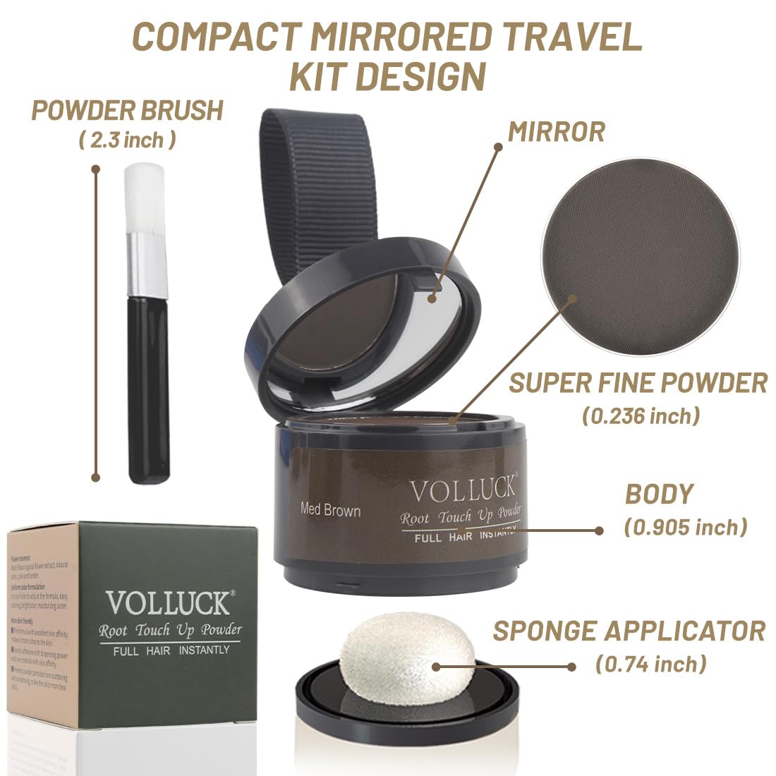 VOLLUCK Root Touch Up Hair Powder Root Cover Up Hairline Shadow Powder Stick for Thinning Hair for Women and Men, Bald Spots, Ey