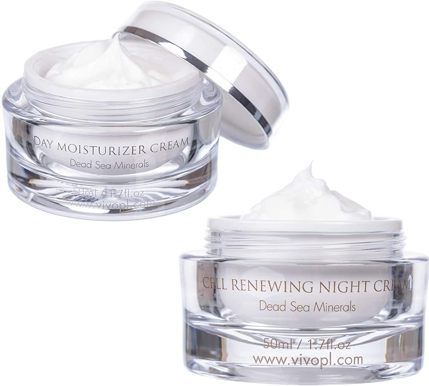 Night And Day Cream Set From Vivo - Face Moisturizer Cream Set For A Tired Skin - Unisex Day And Night Skin Care - Dead Sea Crea