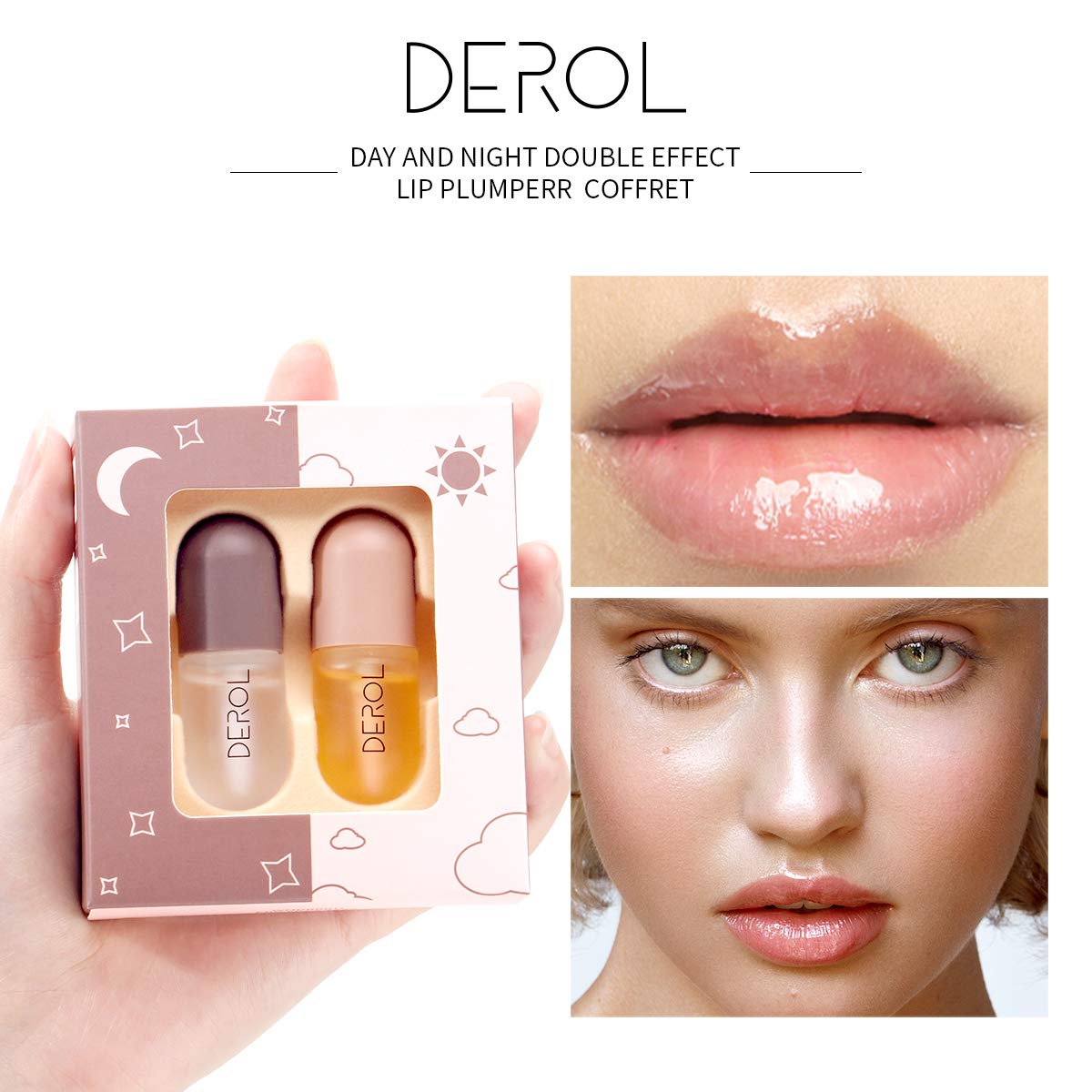 Lip Plumper, Natural Lip Plumper and Lip Care Serum, Lip Enhancer, Lip Gloss, Make Lips Fuller and Hydrating, Lip Mask for Day &