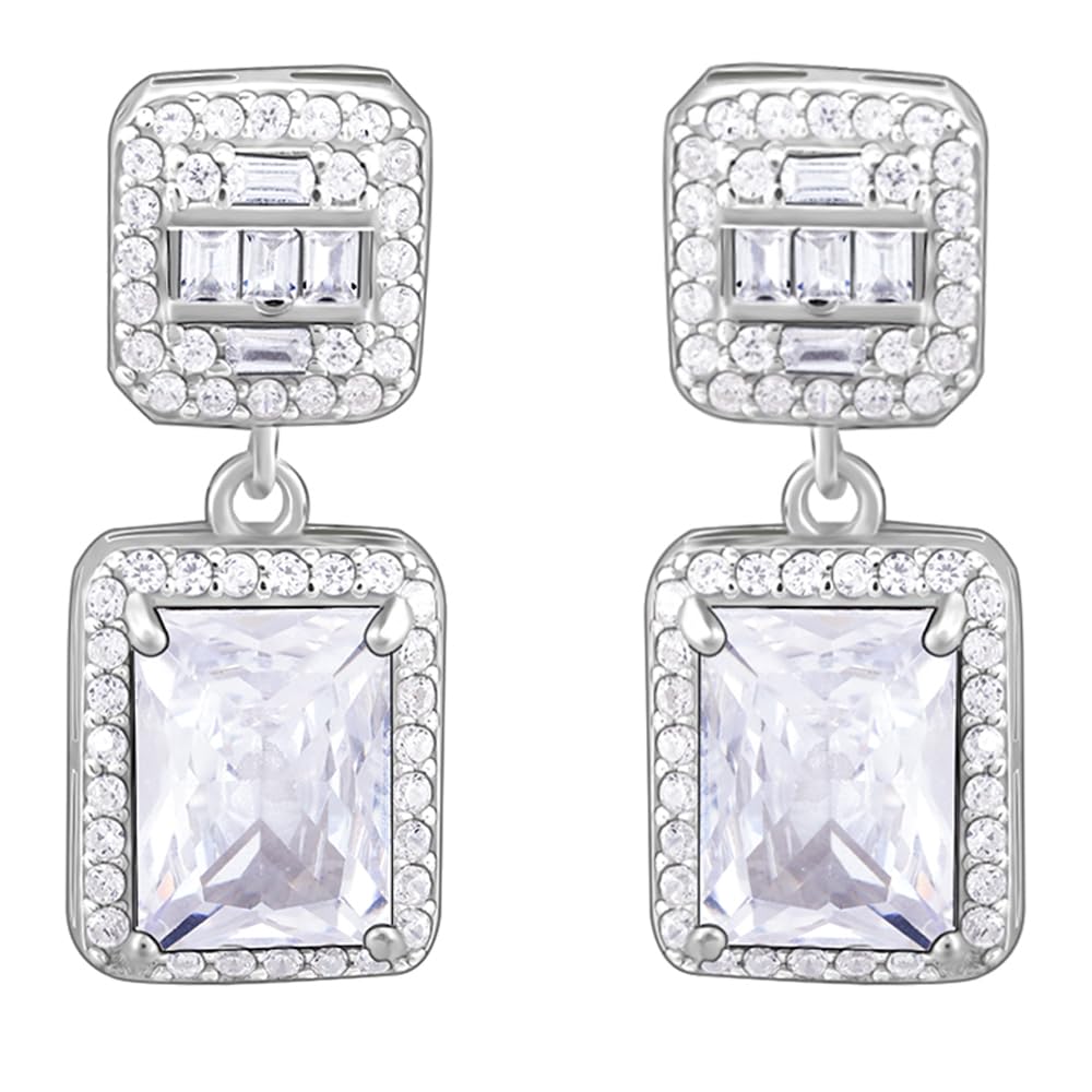 GIVA 925 Silver Zircon Bold Baguette Earrings| Rakhi Rakshabandhan Gift for Sister Bhabhi, Gifts for Women & Girls | With Certif