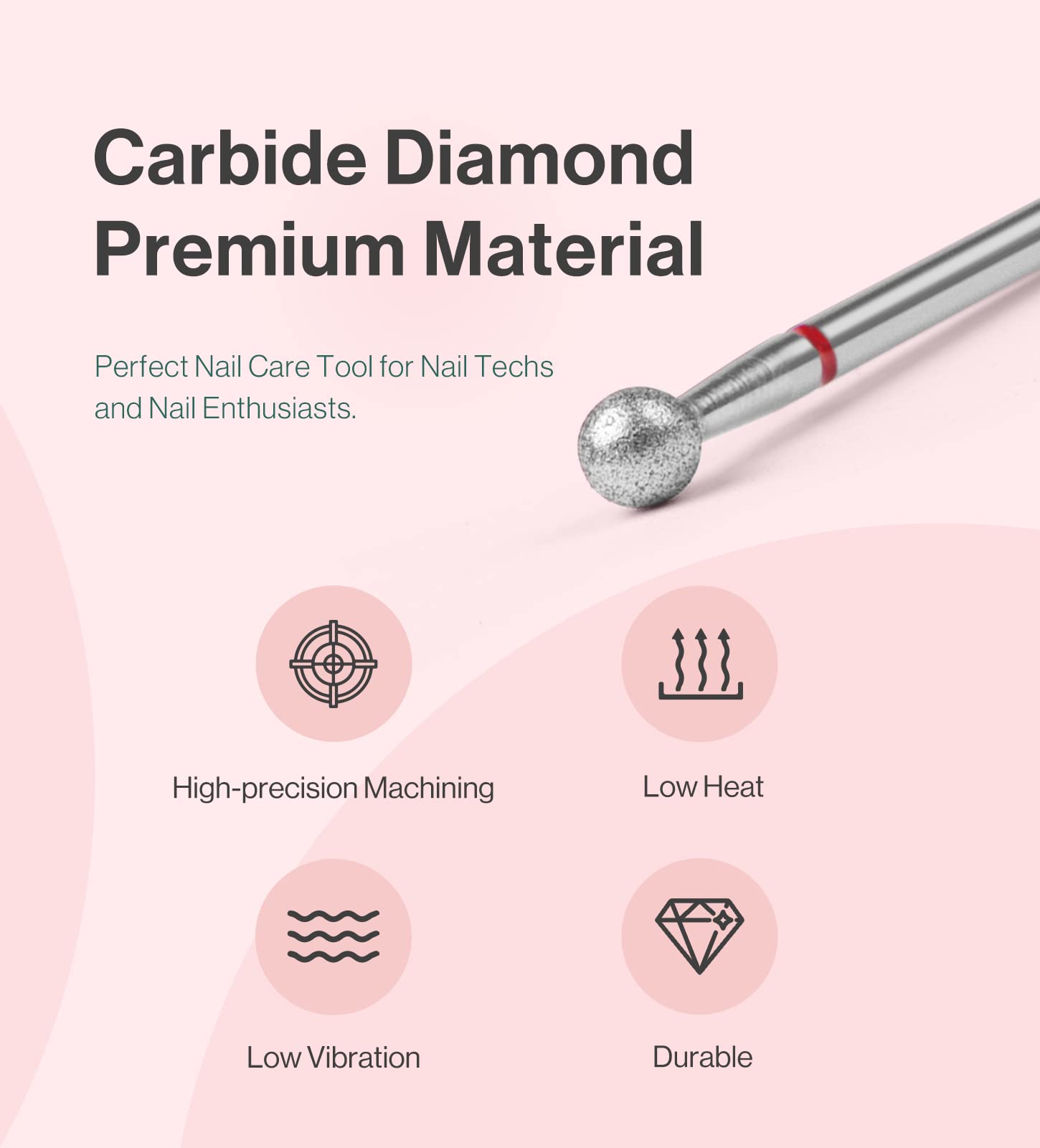 MelodySusie Ball Shape Cuticle Clean Nail Drill Bit 3/32 ' ', Professional Safety Carbide Diamond Nail Bit Nail Cleaner for Cuti