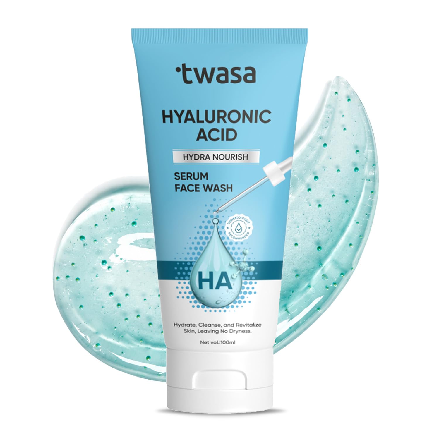 Twasa Hyaluronic Acid Face Wash For Hydrating, Gentle Cleanses & NonDrying Formula For Glowing Skin, Barrier Repair Face Wash F