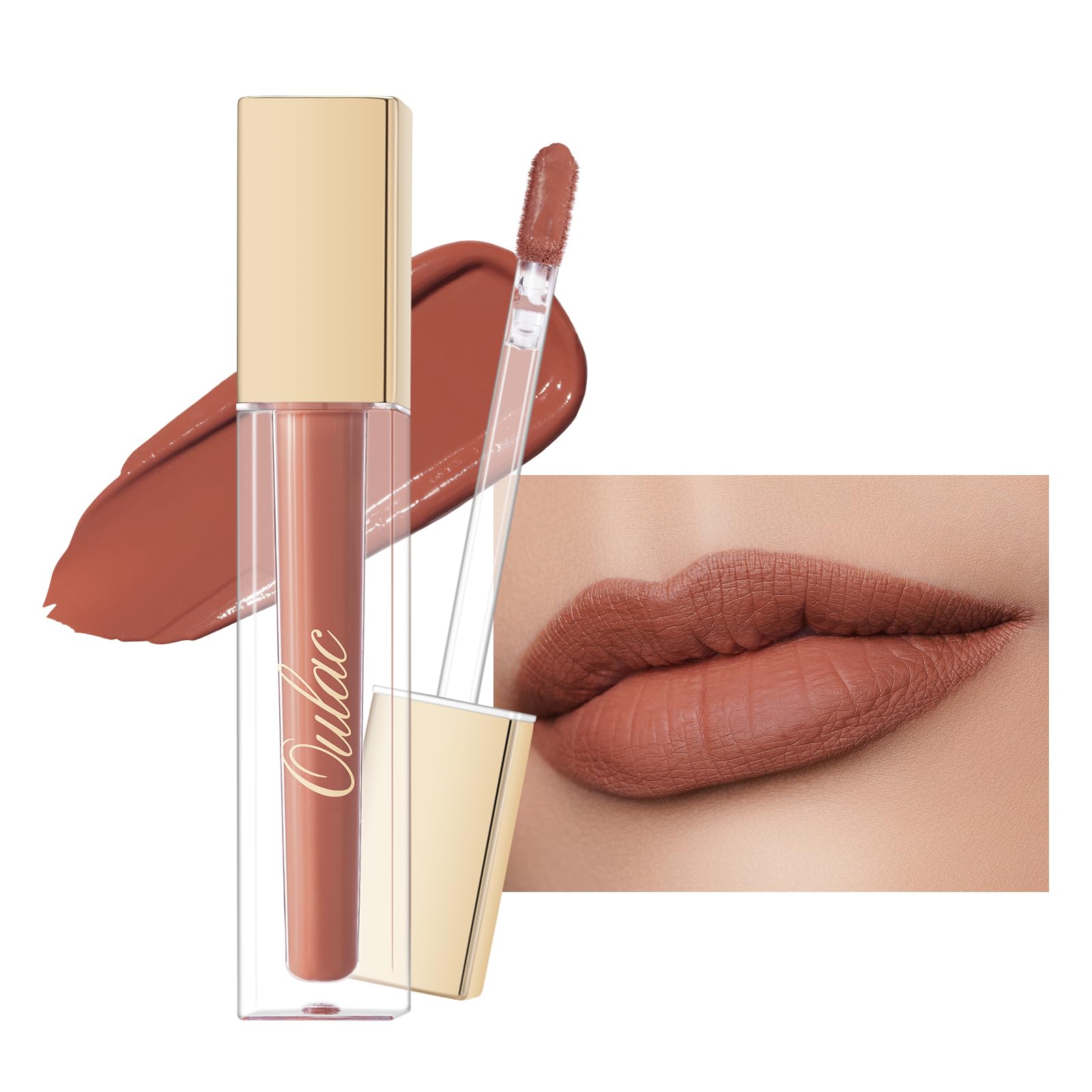 Oulac Matte Liquid Red Lipstick For Women, Orange-Brown Tones Red Lip Gloss Long Lasting, Highly Pigmern Lip Color With Vitamin
