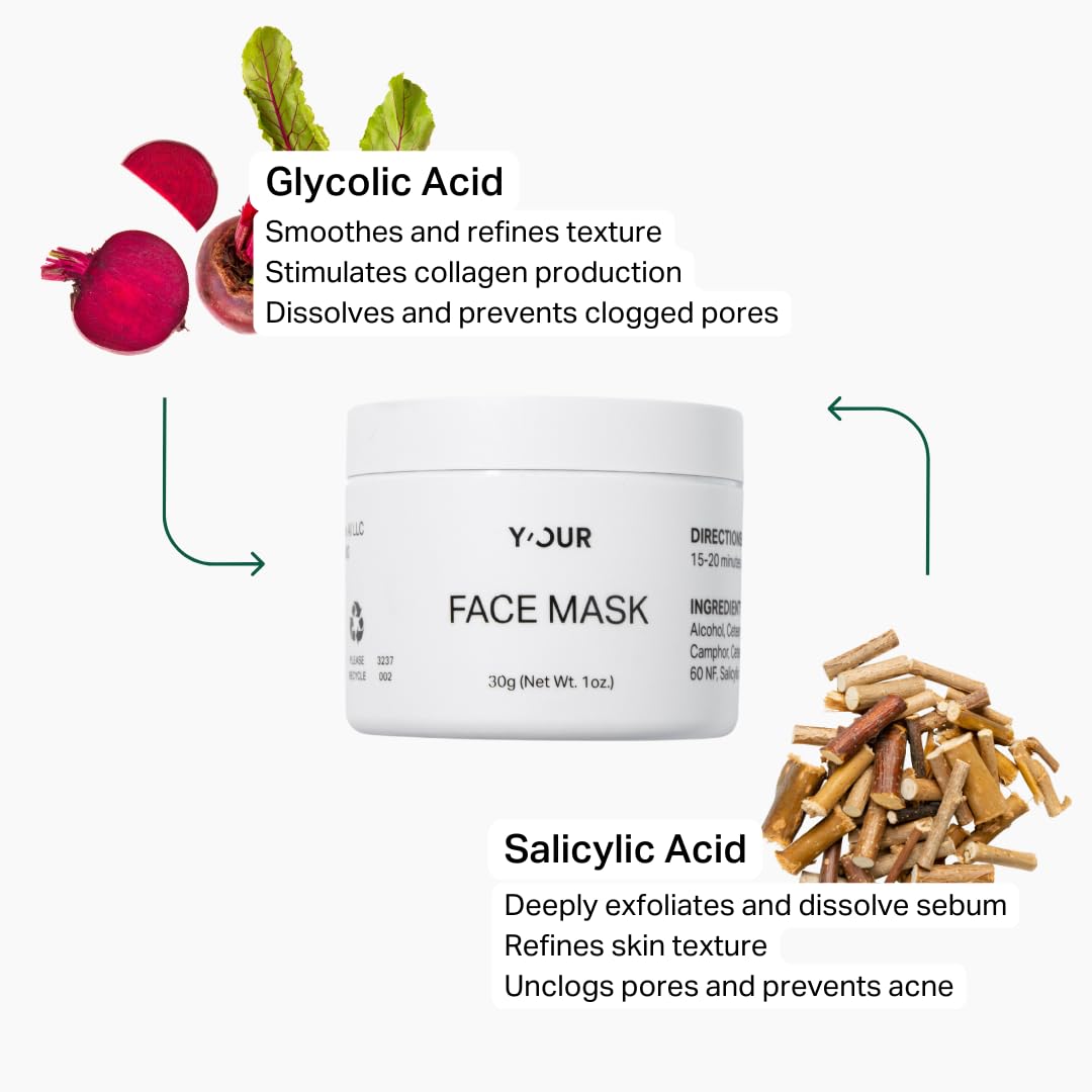 YOUR Purifying Detox Face Mask - Blackhead, Whiteheads & Pores Remover, Anti-Acne & Pimple, Cleansing & Exfoliating Care, for Hy