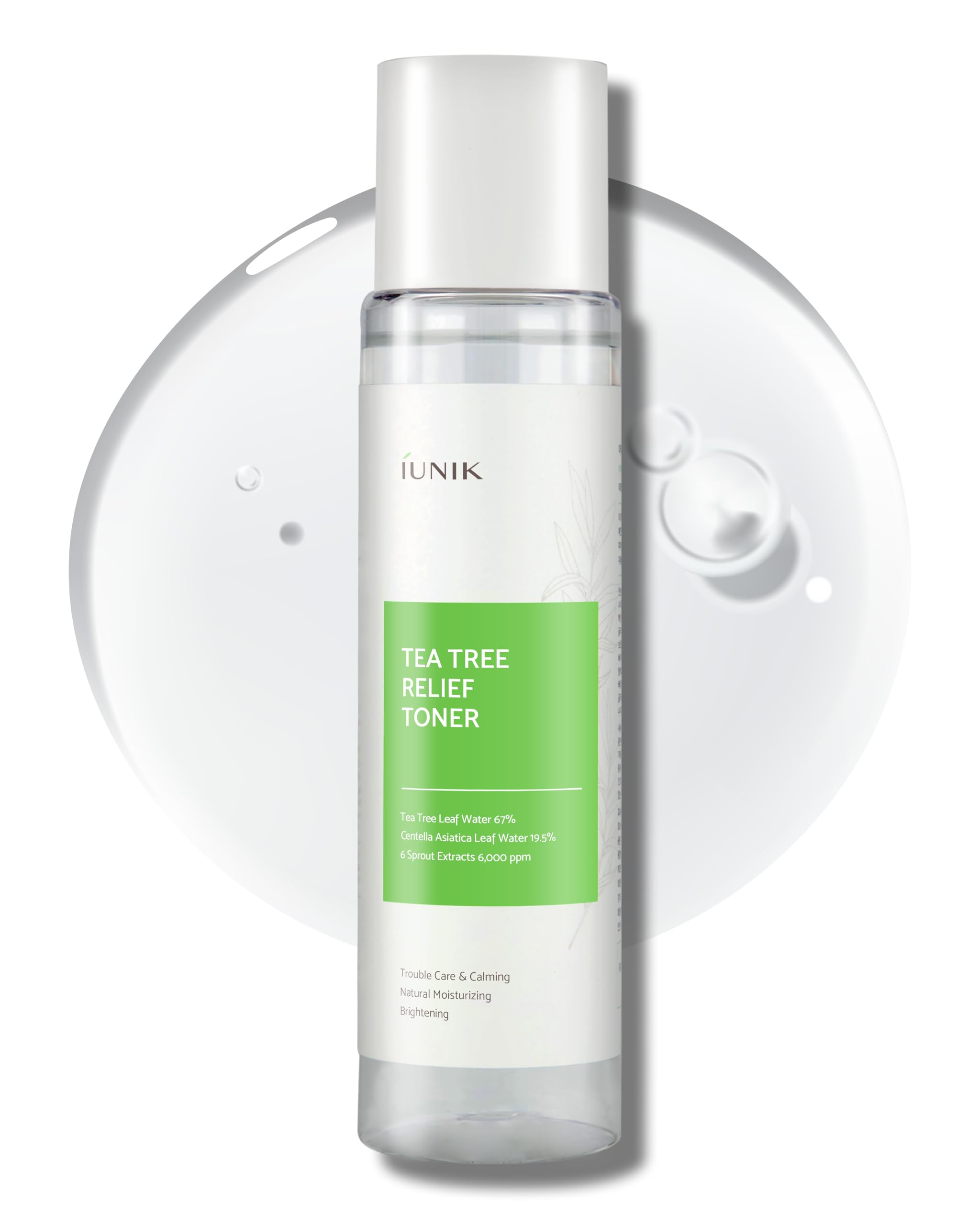 IUNIK Tea Tree Relief Vegan Face Toner - Facial Moisturizer Acne-Prone Irritated Skin w Tea Tree 67% Centella Asiatica 19.5% 6.7