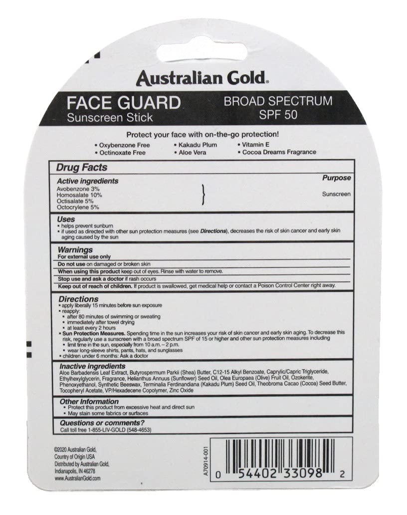 Australian Gold Spf 50+ Face Guard, 0.5 Ounce (Pack Of 2)