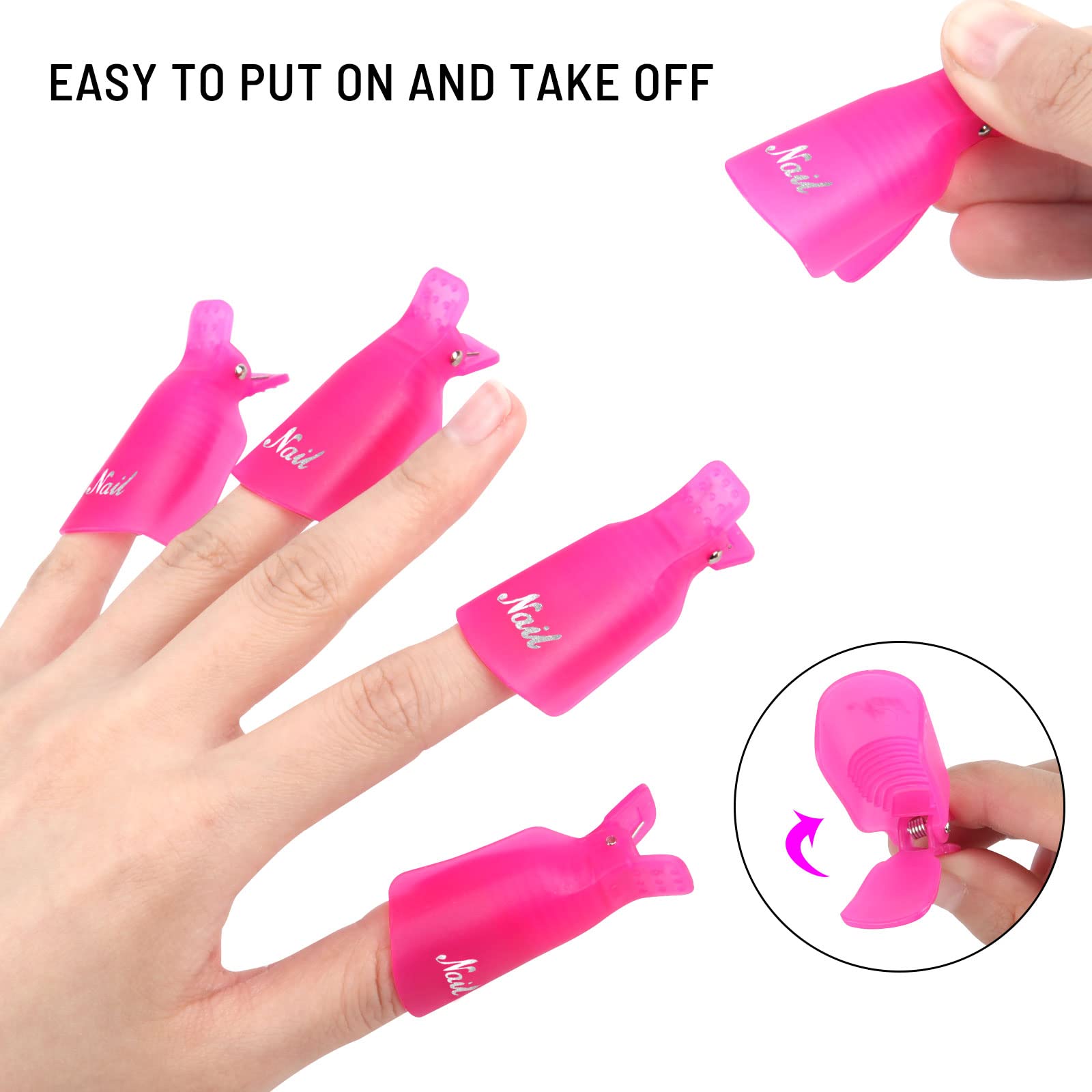 (black) 10Pcs Plastic Acrylic Nail Art Soak Off Cap Clip UV Gel Polish Remover Wrap Tool Gel Nail Polish Remover Clips for Finge