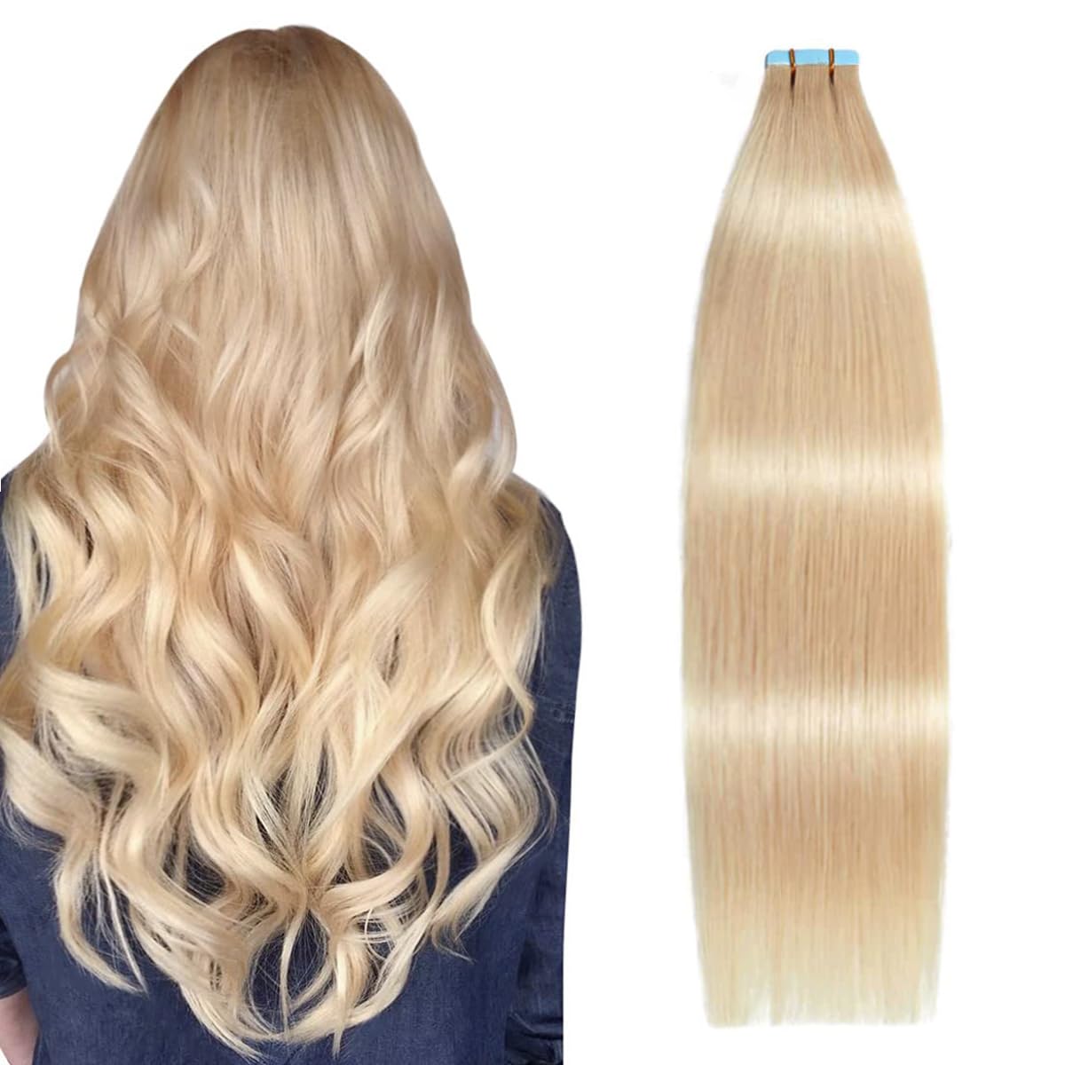 Suyya Tape In Hair Extensions Human Hair 100% Remy Human Hair 16 Inches 20Pcs 40G/Pack Straight Seamless Skin Weft Tape In Human