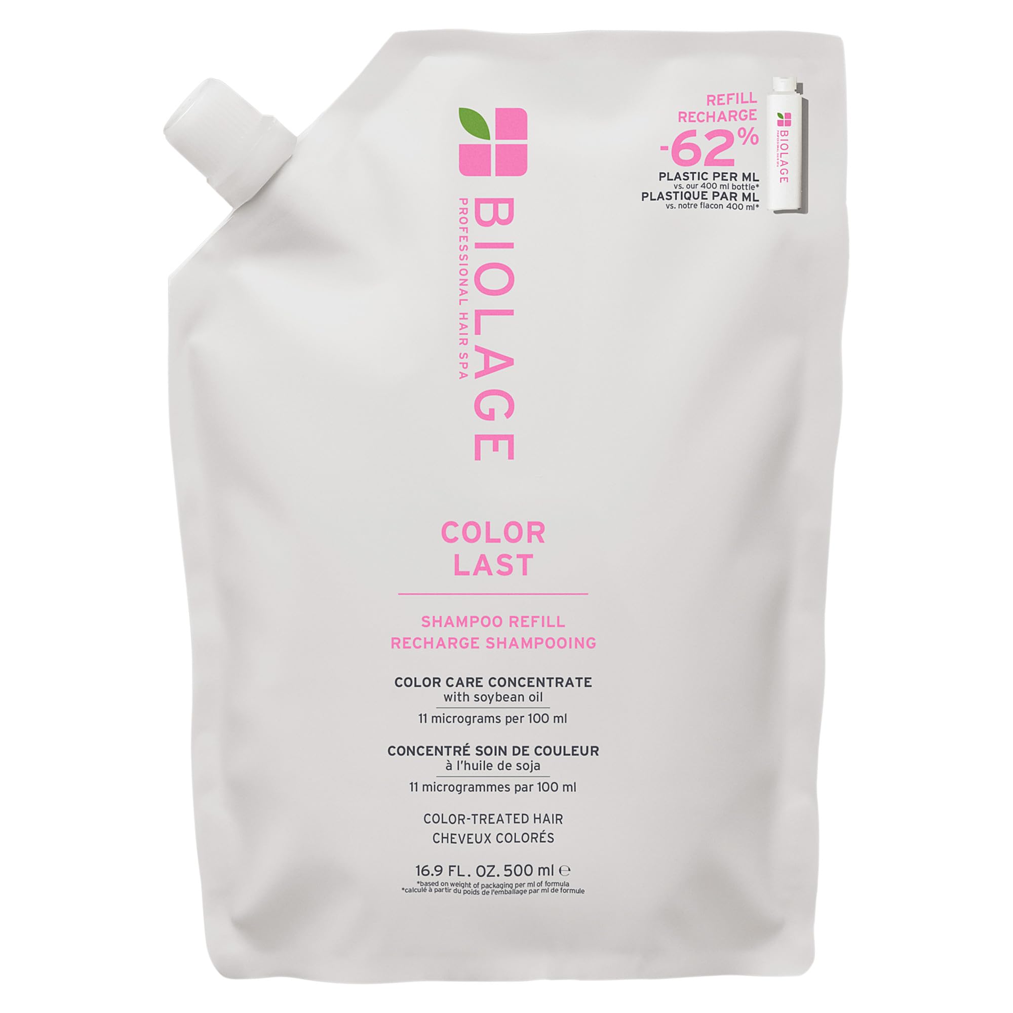 Biolage Color Last Shampoo Refill - For Color-Treated Hair, Nourishes, Strengthens, Hydrates and Adds Shine, Soybean Oil & Stear