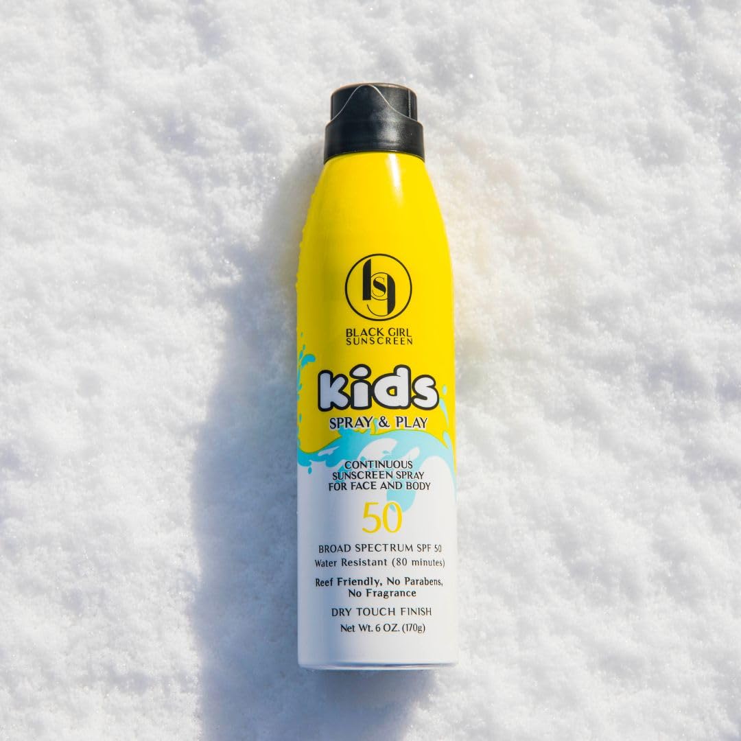 Black Girl Sunscreen Kids SPF 50 Sunscreen Spray N Play,Vegan & Water-Resistant,Will not Leave White Residue,Dry touch finish,No