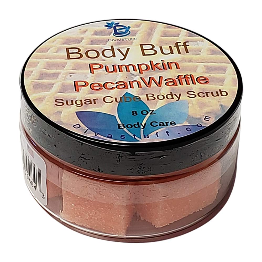Diva Stuff Sugar Cube Body Buff Scrub, Exfoliates And Hydrates Skin, Pairs With Our Crepey Skin Cream - Pumpkin Pecan Waffle, 8