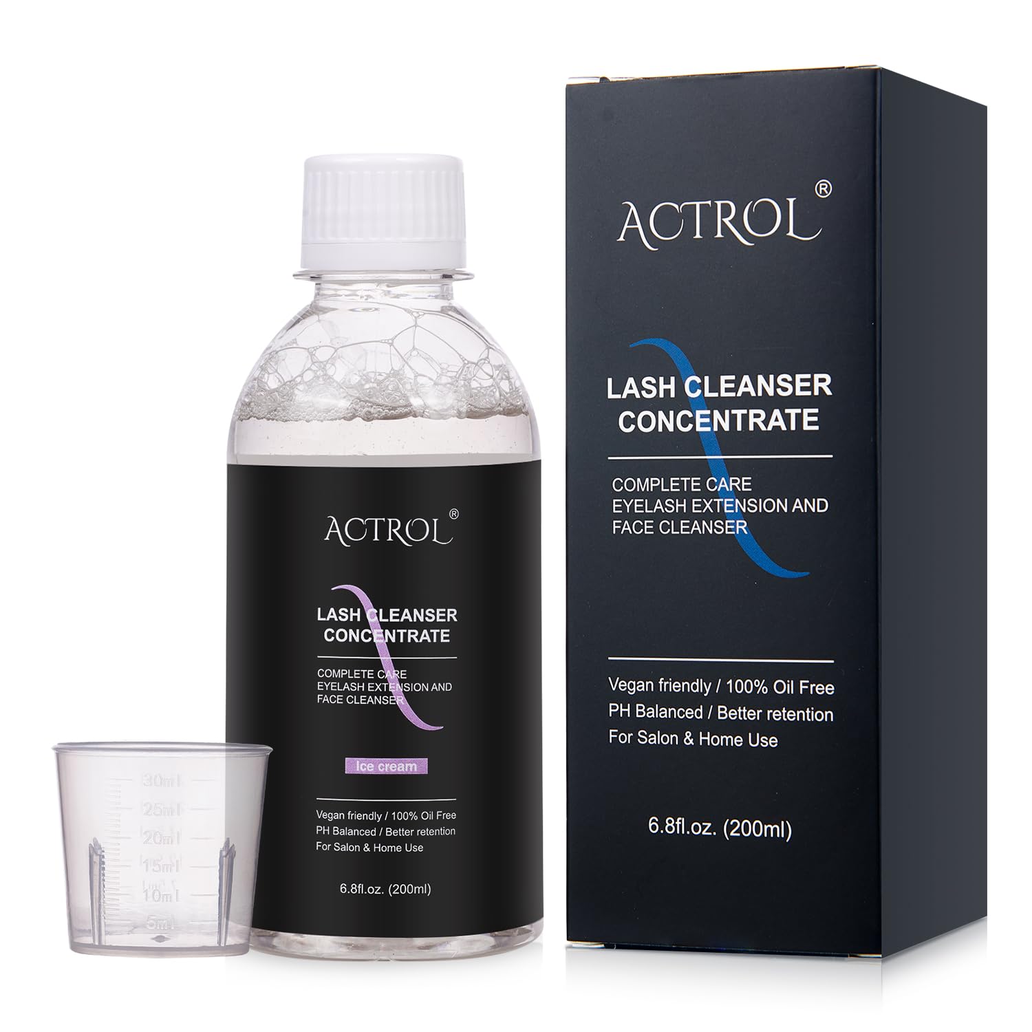 ACTROL Eyelash Cleanser Concentrate 200ml Bubble Gum Professional Lash Shampoo Foaming Cleanser DIY Paraben & Sulfate Free Non-l