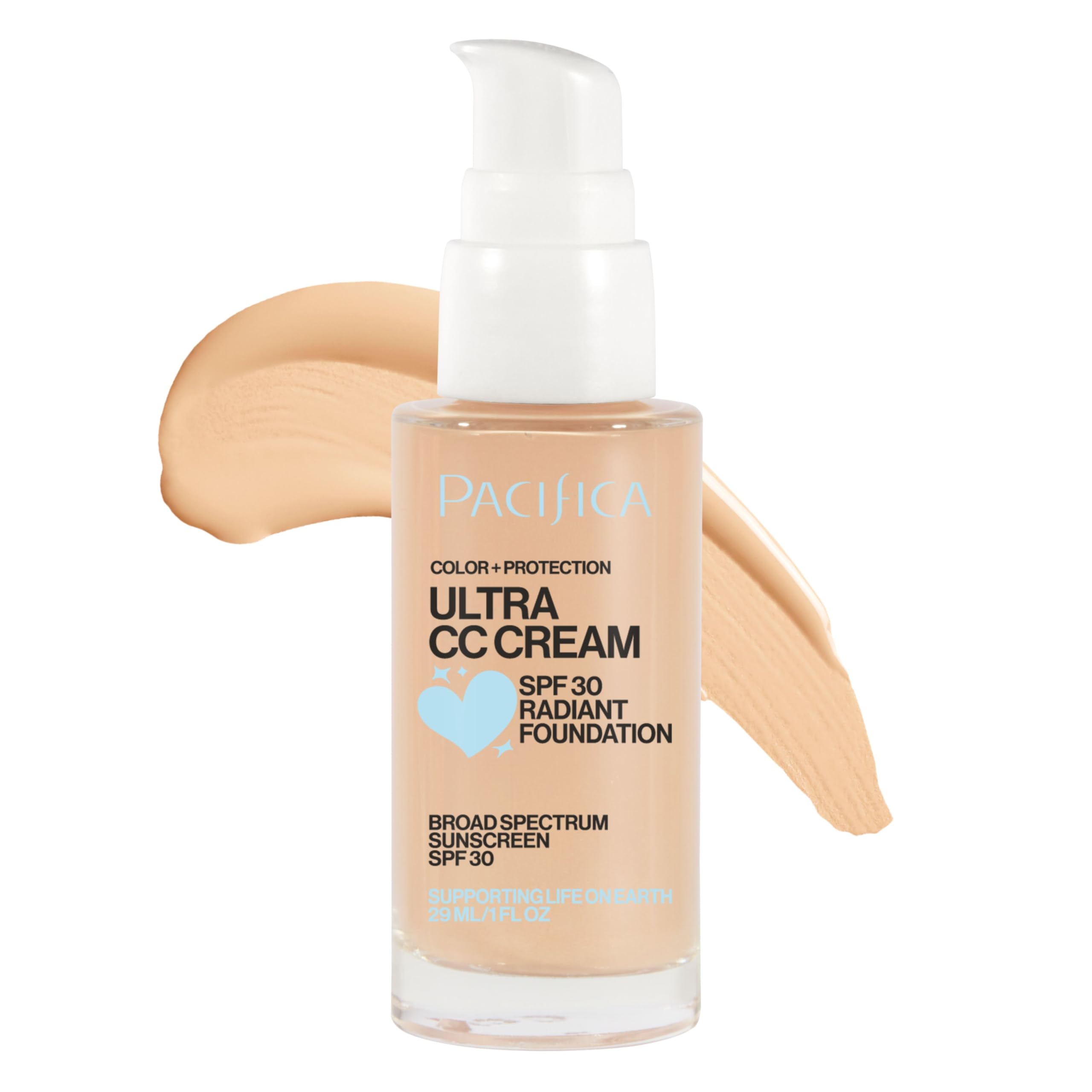 Pacifica Ultra CC Cream Radiant Foundation SPF 17 -Neutral Fair - Medium Coverage Color Correcting Cream, Dewy Finish, Mineral S