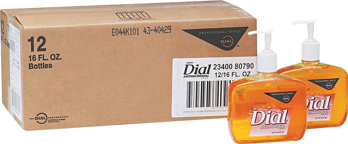Dial Professional 80790CT Gold Antimicrobial Soap Floral Fragrance 16oz Pump Bottle 12/Carton