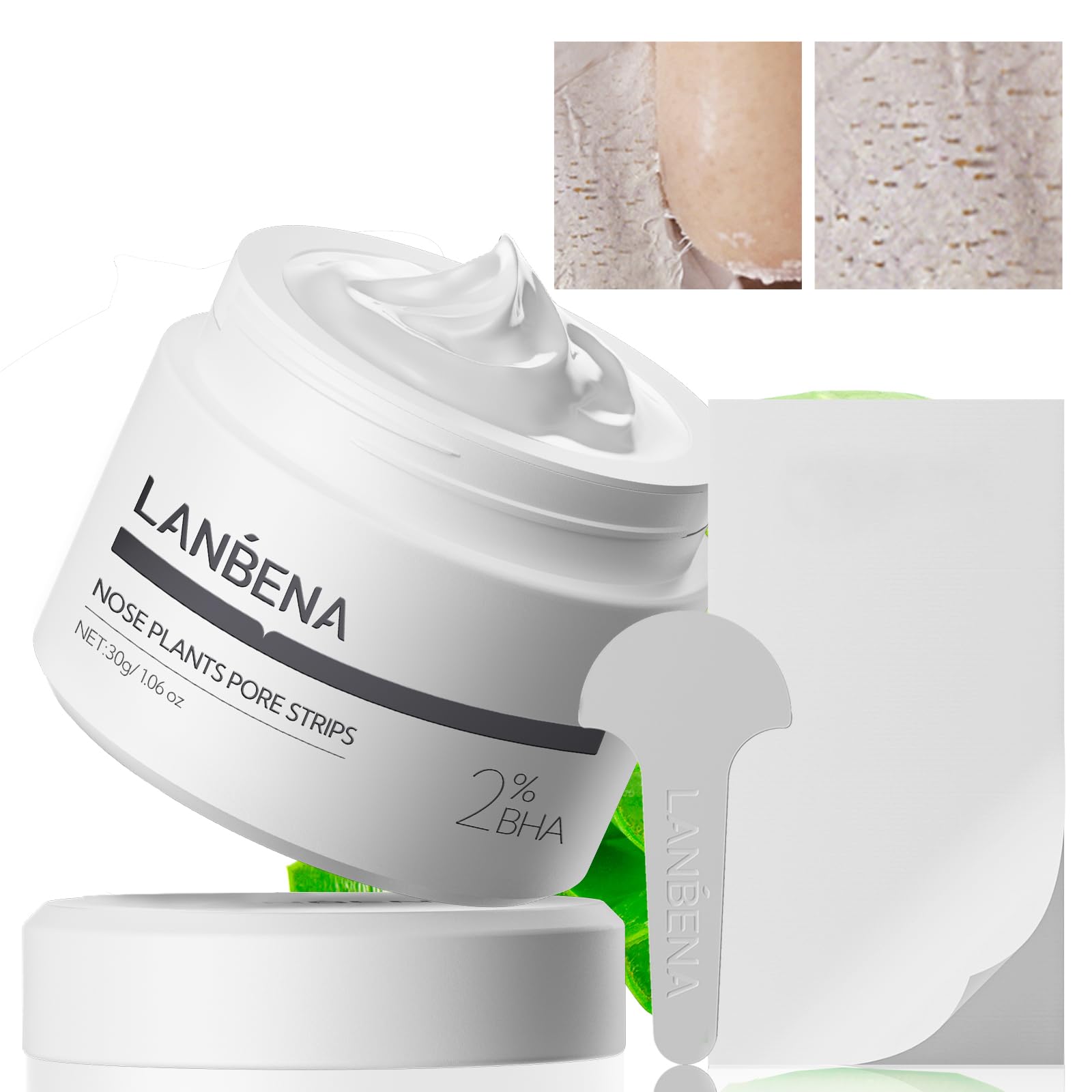 Lanbena Blackhead Mask With 60 Pcs Strips, Blackhead Remover Peel Pff Mask, Nose Plants Pore Cleanser Purifying Face Mask(1.05Oz