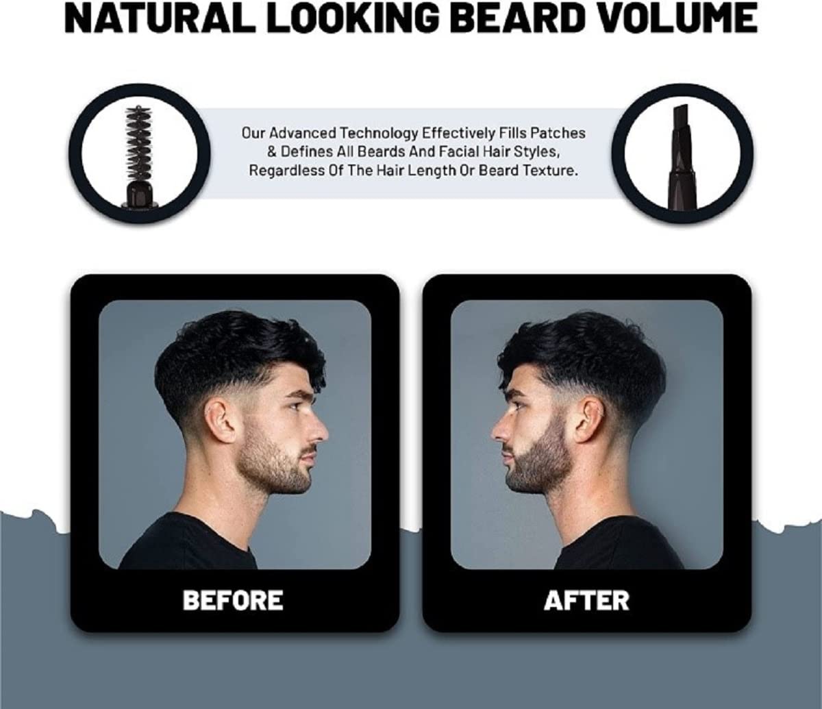 Void Homme Instant Beard Filler Pencil Kit For Fuller, Waterproof Beard (Light Brown)