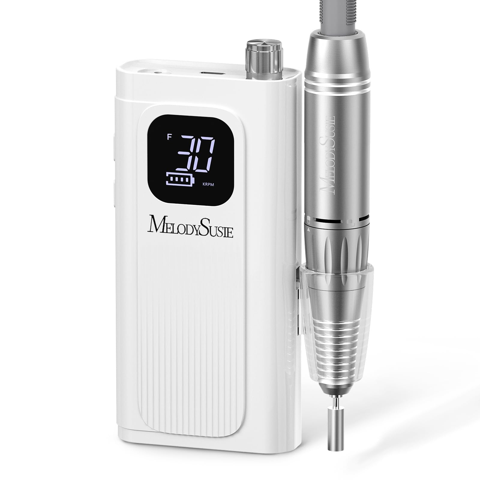 MelodySusie Professional Nail Drill 30000 RPM,Rechargeable Efile for Shaping,Buffing & Removing Gel Polish,Features Locking Chuc