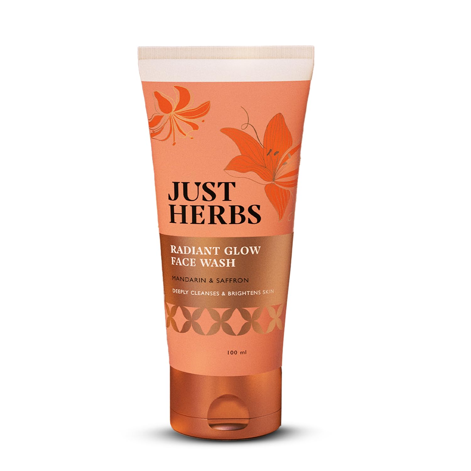 Just Herbs Radiant Glow Face Wash | Deeply Cleanses & Brightens Skin | Instant Glow From First Wash | Mandarin, Saffron, Vitamin