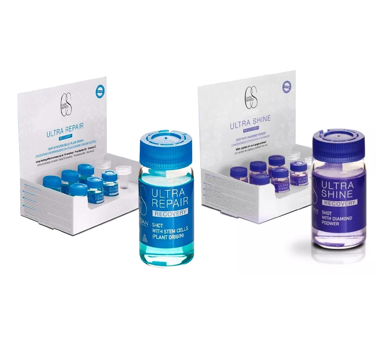 Lendan Care Series Ultra Recovery Kit  Set of 1 Box Ultra Repair + Shine Shots, 6 x 0.34fl.oz  Concentrado de Reparacin y Bril