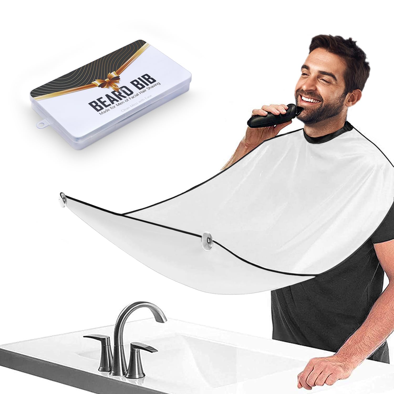 Beard Bib Apron For Men, Gift Beard Trimming Catcher Bib For Shaving & Hair Clippings, Waterproof Non-Stick Hair Catcher Groomin
