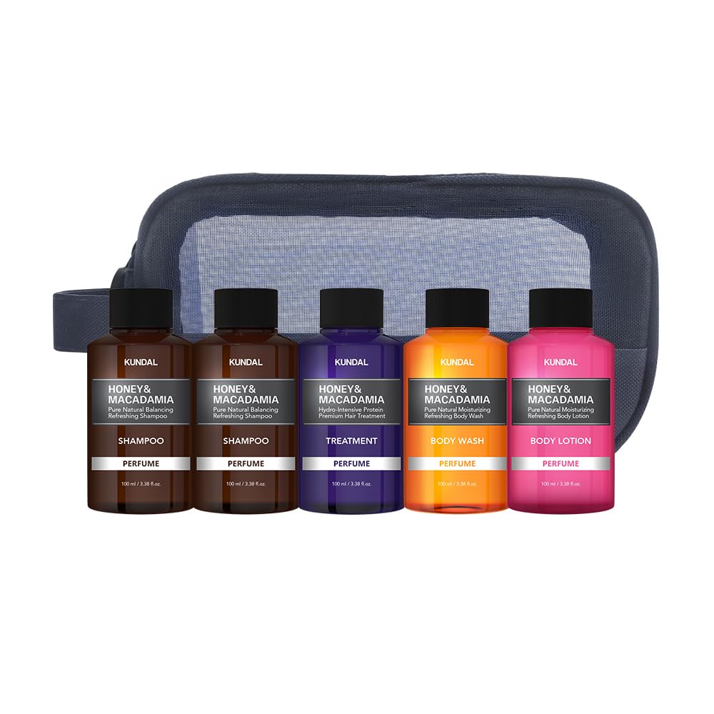 KUNDAL Honey & Macadamia Travel Set, 5 Piece Set [White Musk]