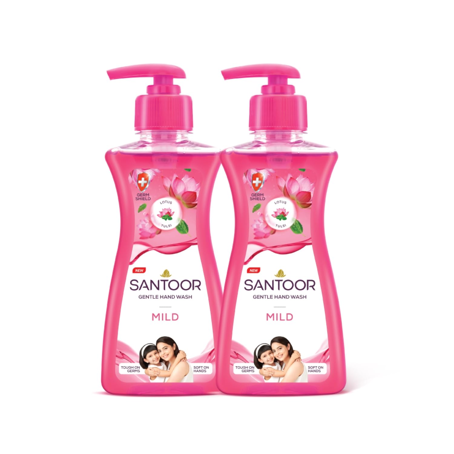 Santoor Mild Gentle Hand Wash 200Ml Bogo With Goodness Of Lotus & Tulsi| Rich Lathering Formula With AntiBacterial Properties| 