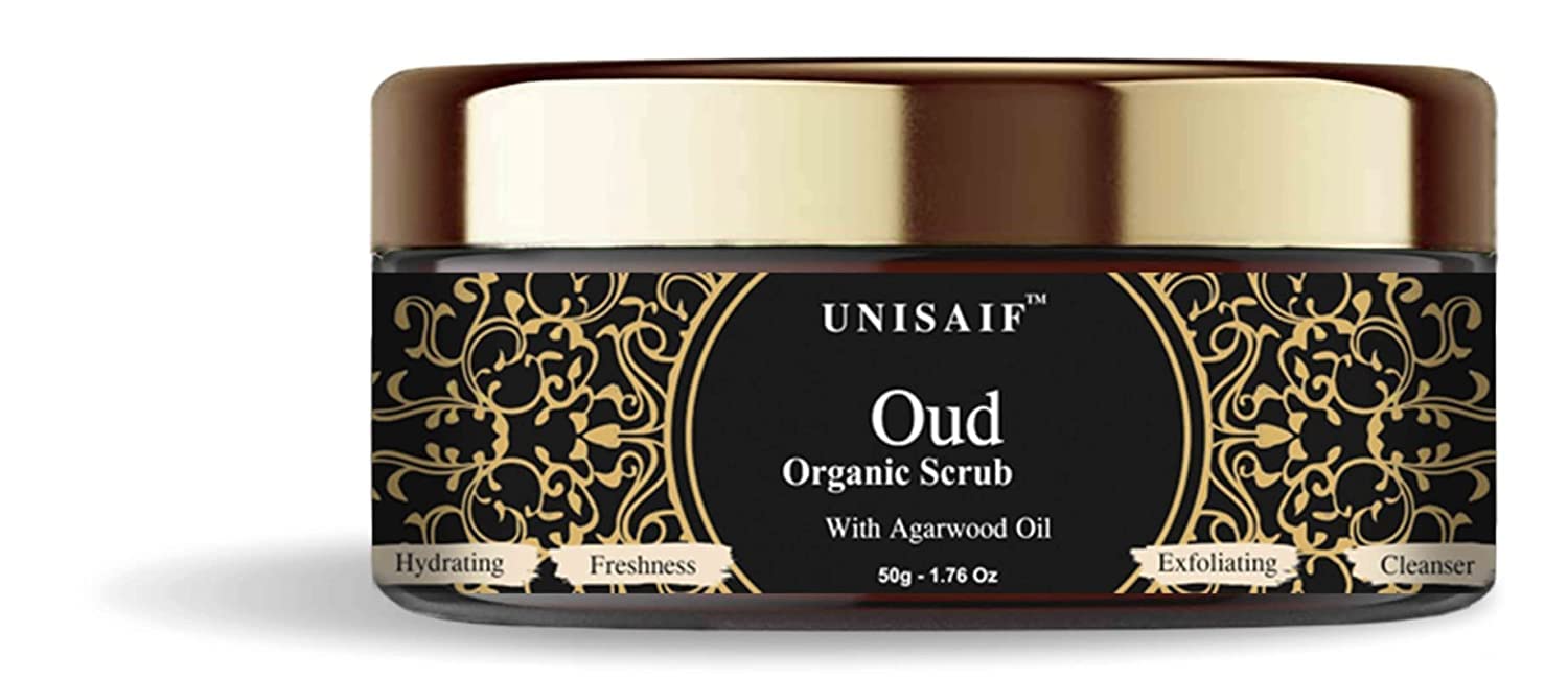 Unisaif Oud Organic Face Scrub - Body Exfoliator Scrub with Agarwood Oil | Gentle Exfoliating Scrub to Detoxify and Hydrate the 
