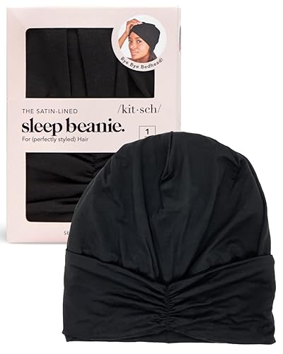 Kitsch Satin Lined Beanie For Women - Satin Beanie Night Cap  Satin Sleep Cap Slouchy Beanie  Hair Cover For Sleeping  Softer Th