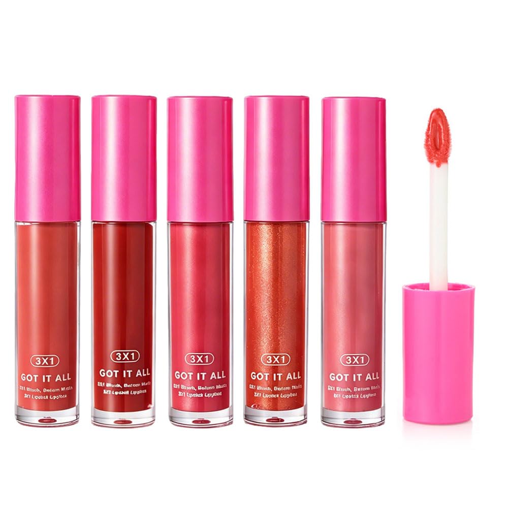 SUAKE Shiny Glossy Lip Glaze Set, Hydrating Plumping Lip Gloss (set01)