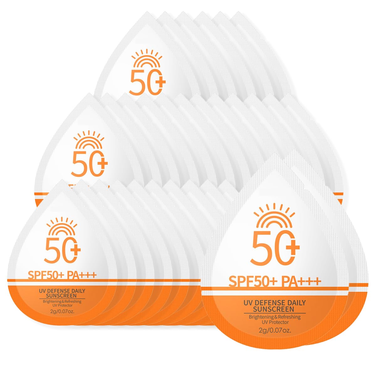 30Pcs Mini Sunscreen SPF 50+, Travel Size Sunscreen Packets for Face & Body