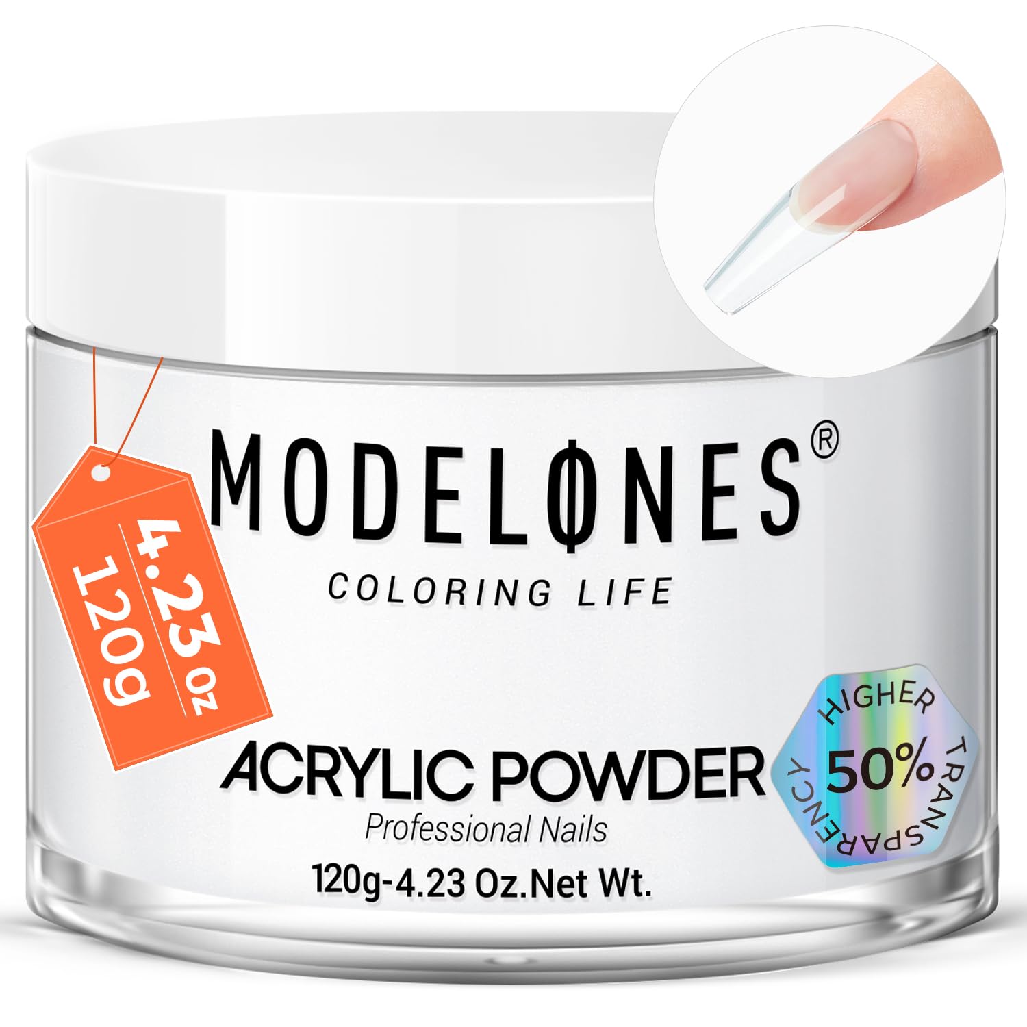modelones Acrylic Powder, Upgraded 4.23oz Clear Acrylic Nail Powder, Crystal Clear Nail Acrylic Powder for Acrylic Nail Art 3D N