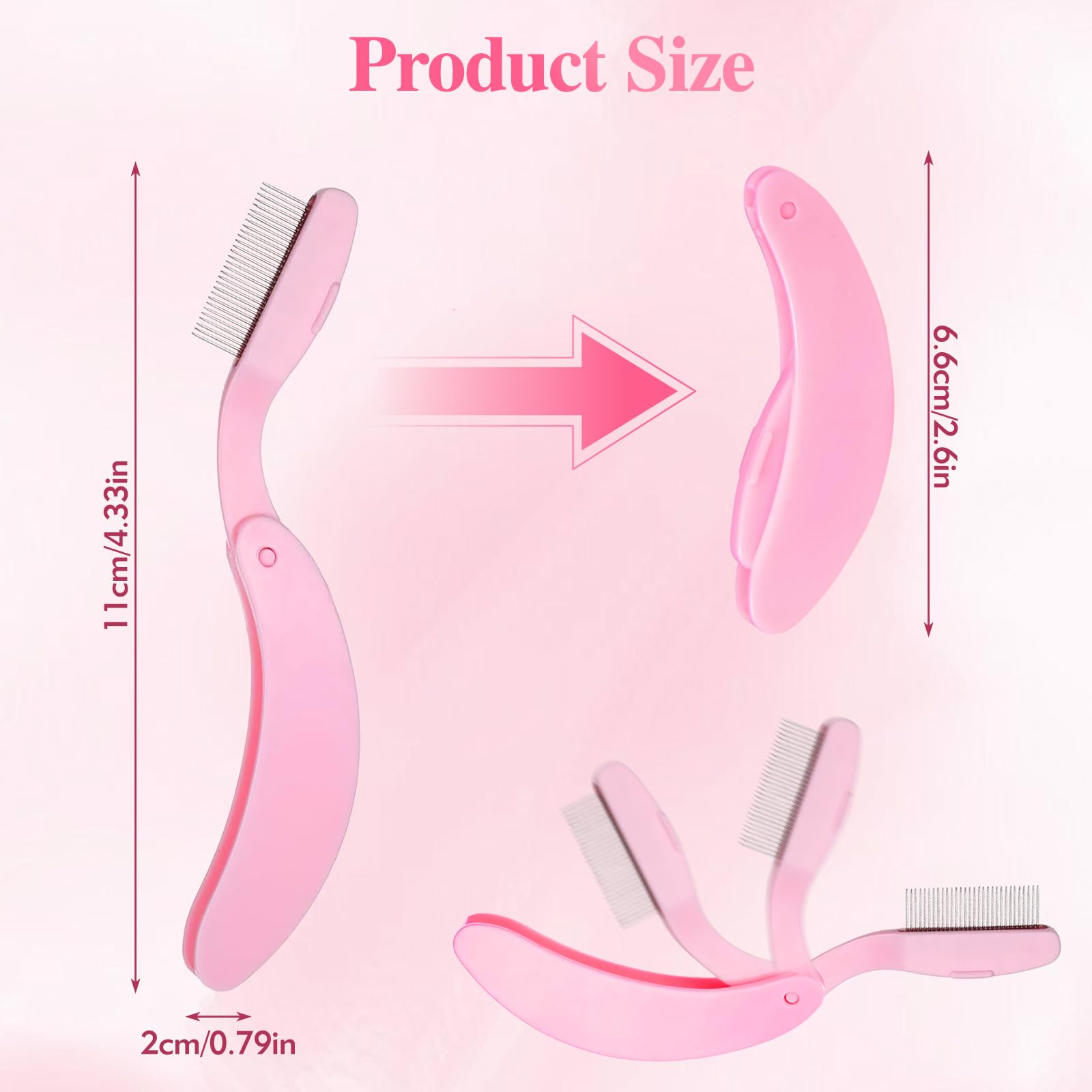 4Pcs Durable Metal Foldable Eyelash Comb with Metal Teeth Design, Eyebrow Brush and Comb for Clump-Free Mascara, Lash Separator