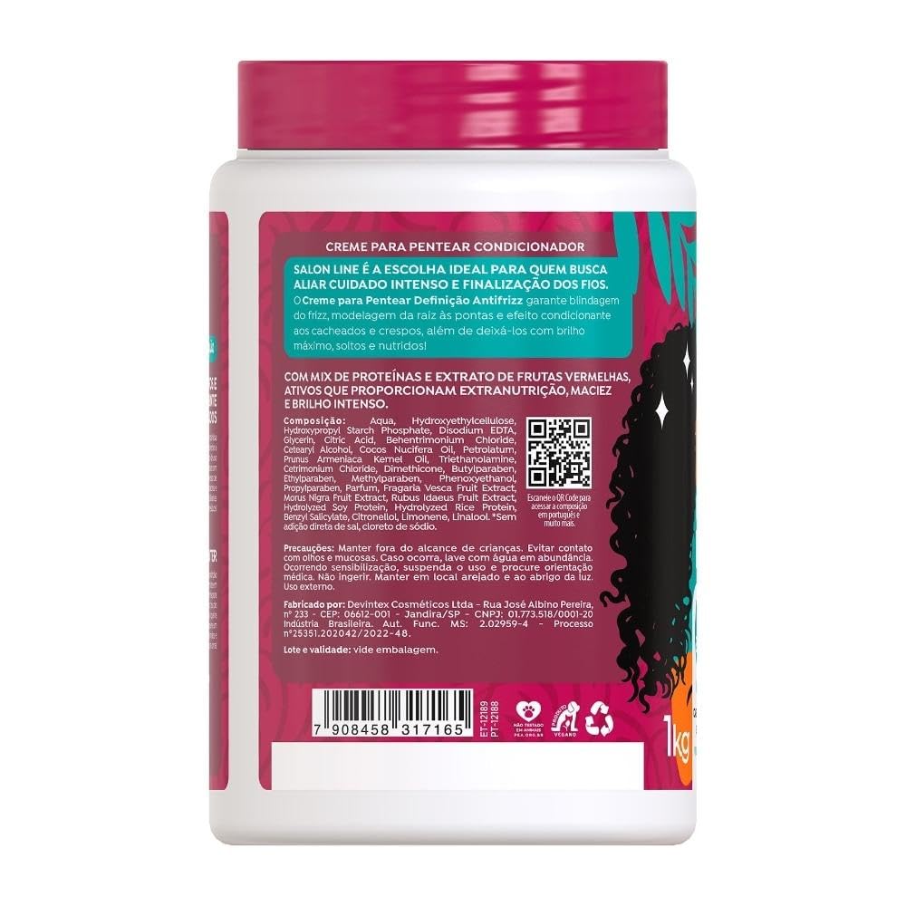 Salon Line - Linha Creme para Pentear - Definicao Antifrizz 1000 Gr - (Combing Cream - Anti-Frizz Definition Net 35.27 Oz)