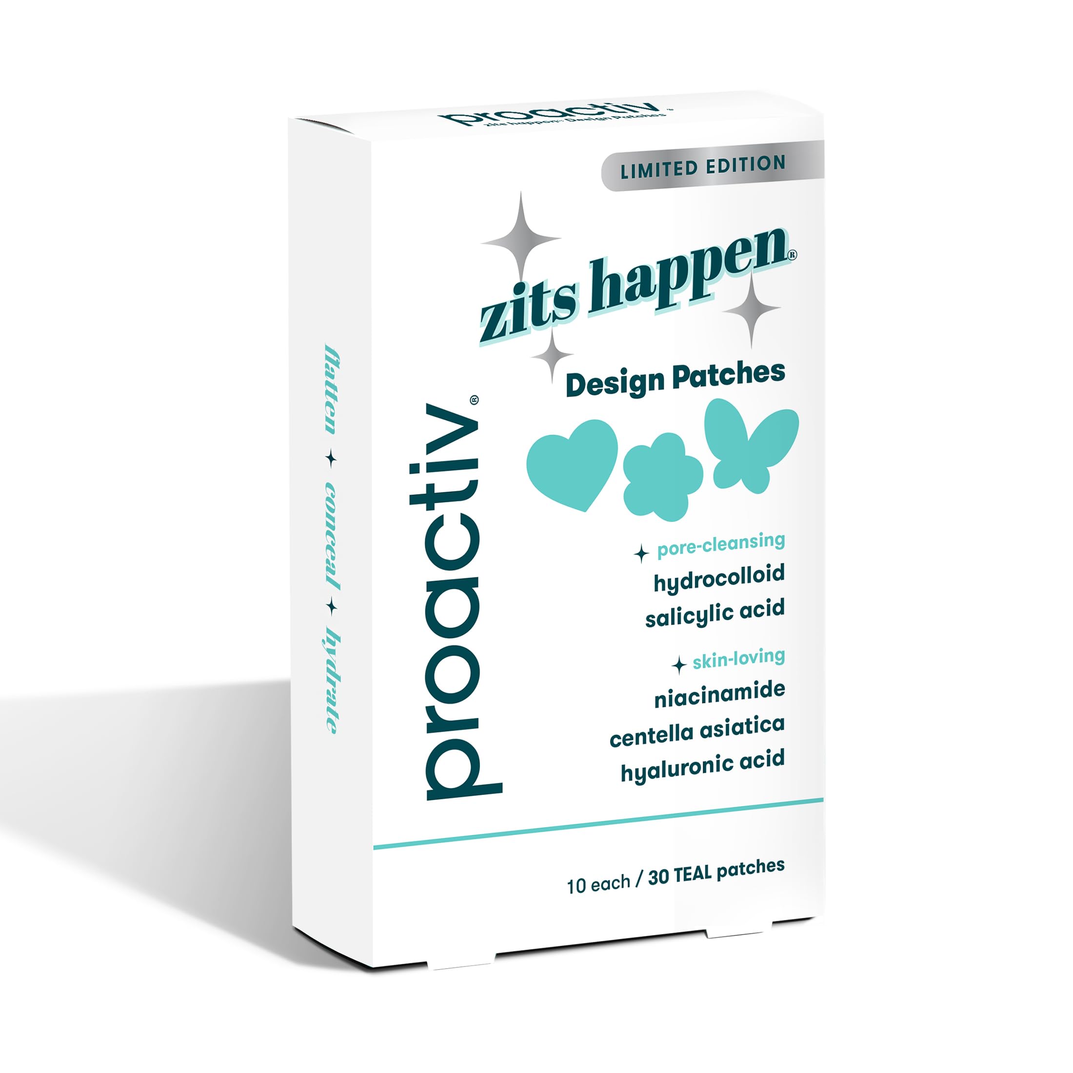 Proactiv Zits Happen Design Acne Patches, Hydrocolloid Spot Treatment with Salicylic Acid, Heart, Flower & Butterfly Shapes, Der
