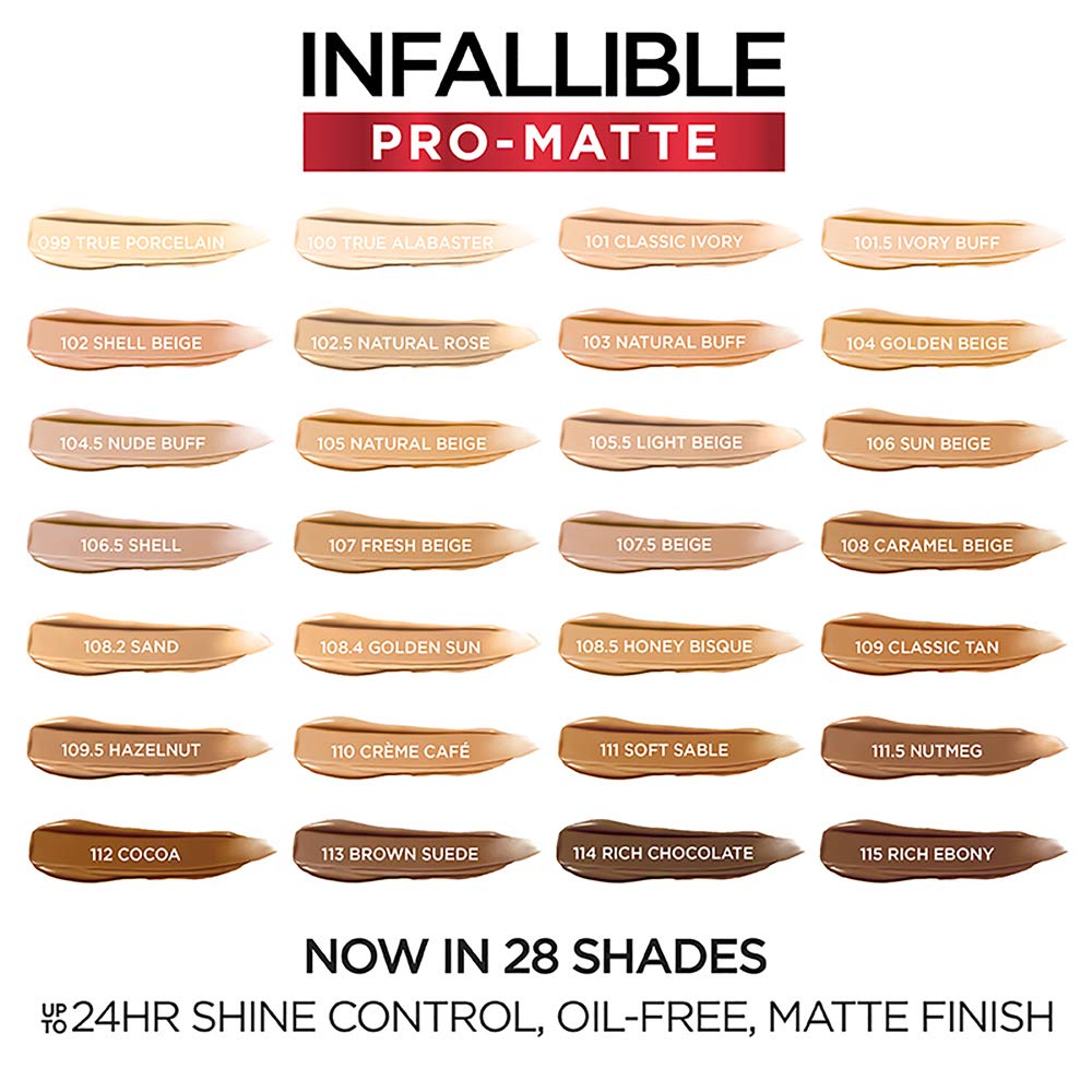 L'Or  al Paris Infallible Pro-Matte Foundation, Sun Beige, 1 fl. oz.