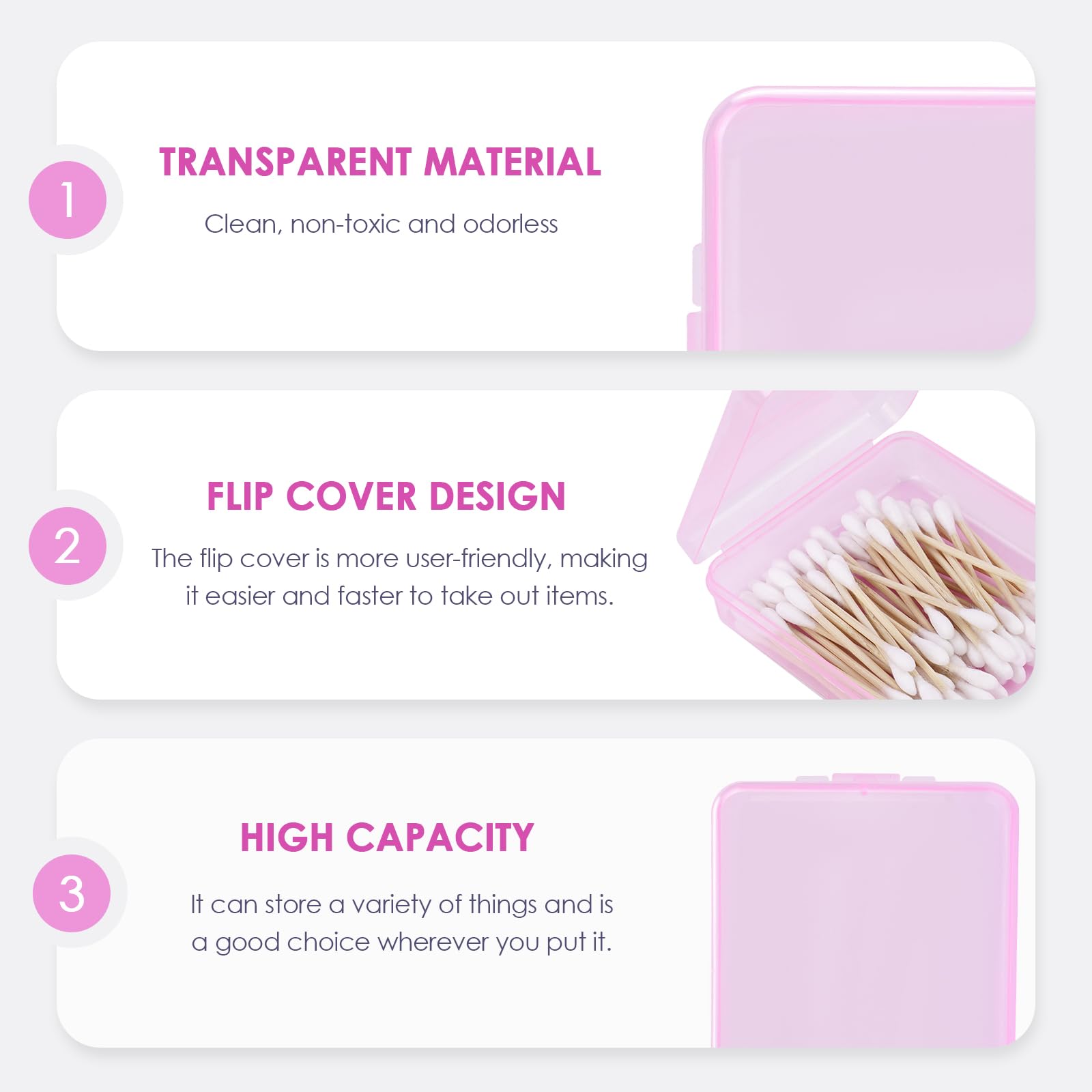 Adorila 6 Pack Travel Cotton Swab Qtip Holder, Portable Hair Tie Organizer with Lid, Flosser Dispenser, Lightweight Storage Orga