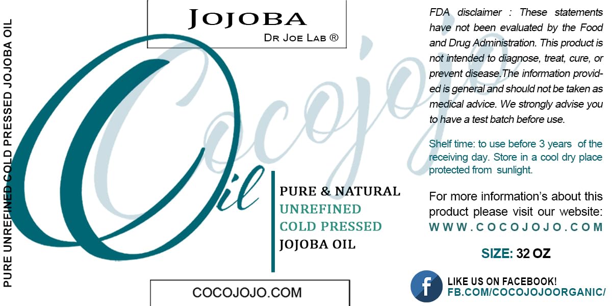 Dr Joe Lab Jojoba Oil Organic, Jojoba Oil For Hair Growth, Jojoba Oil For Skin, Jojoba Oil For Face, 100% Pure Natural, Cold Pre