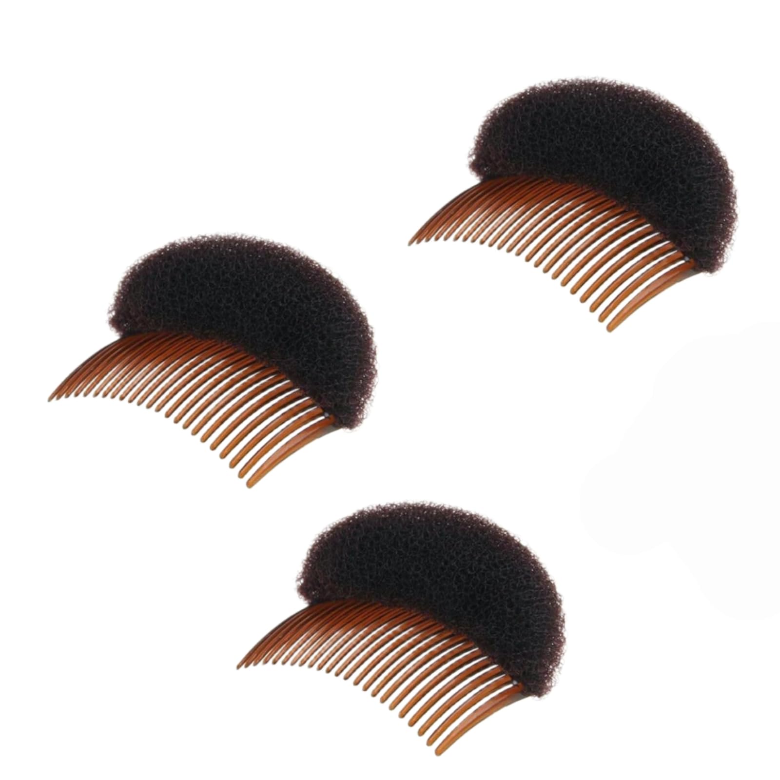 3Pcs Brown Womens Hair Styling Accessories  Soft Foam Hair Inserts, Bump Up Pads, Clip Bun Maker and Braid Tool Clips and Barr