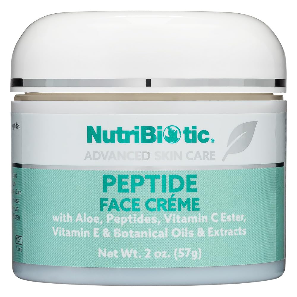 NutriBiotic - Peptide Face Creme with GSE, 2 Oz | Ultra-Hydrating | Collagen Synthesis Support | with Botanical Extracts & Oils 