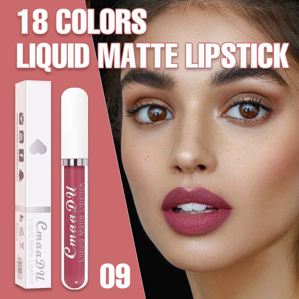 Evpct Cmaadu 1Pcs Mauve Liquid Matte Lipstick Lipgloss Set For Women, Labiales Mate 24 Horas Originales Matte Larga Duracion 24