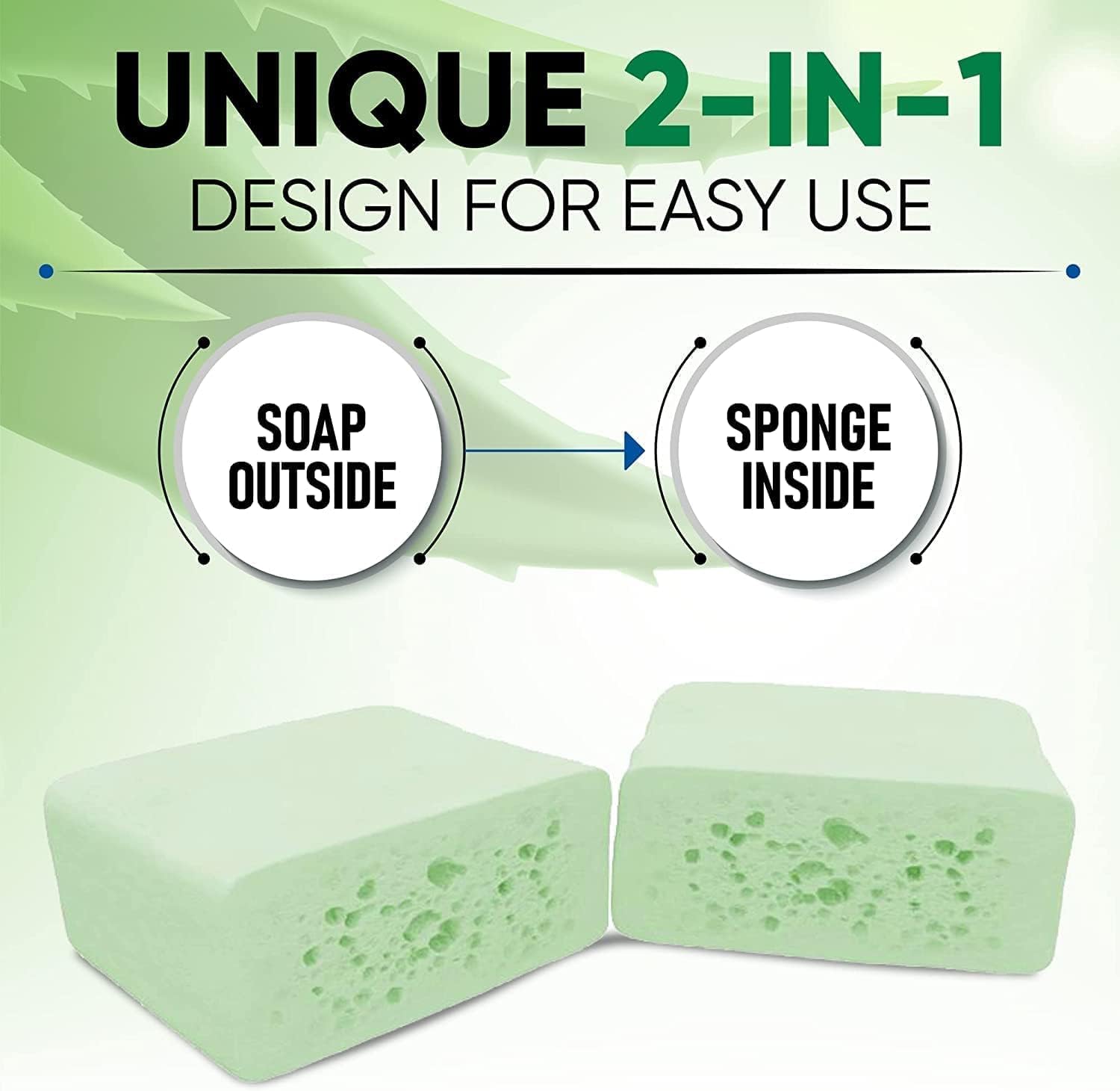 T.Taio Esponjabon Aloe Vera Soap Sponge - Gentle Shower Scrubber With Mini Mother Of Pearl - Cleaning Bath Wash Scrub - Dirt & O