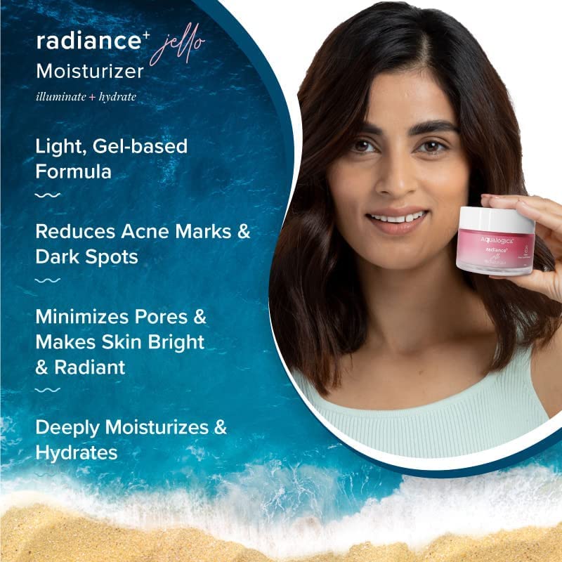 Aqualogica Radiance+ Jello Hydrating Face Moisturizer | Helps Reduce Acne Marks & Spots | Watermelon & Niacinamide Infused Gel B