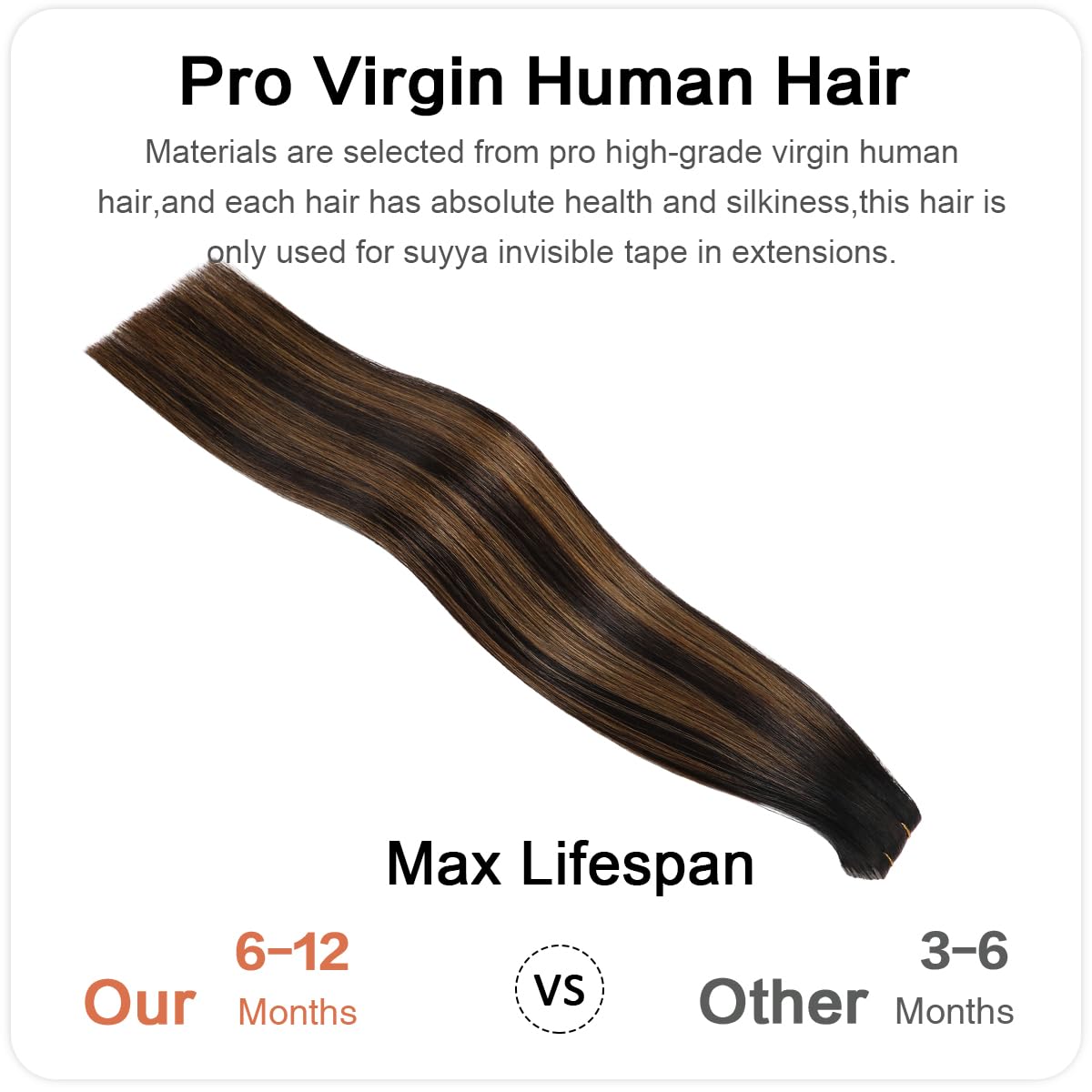 Suyya Invisible Tape In Hair Extensions Human Hair Seamless Injected Hand-Tied Pro Virgin Human Hair Tape Ins Balayage Natural B