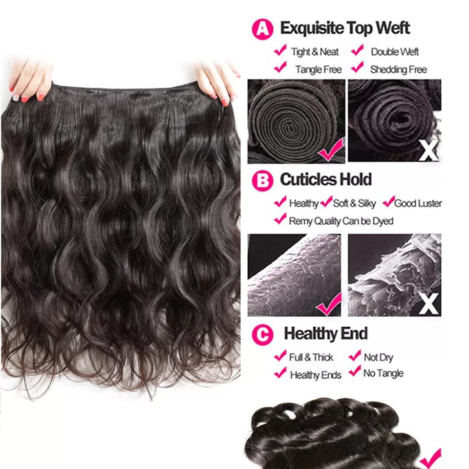 Ddodla Body Wave Bundles Human Hair 20 20 20 Inch 10A Grade Human Hair Bundles Body Wave 3 Bundles 100% Unprocessed Brazilian Vi