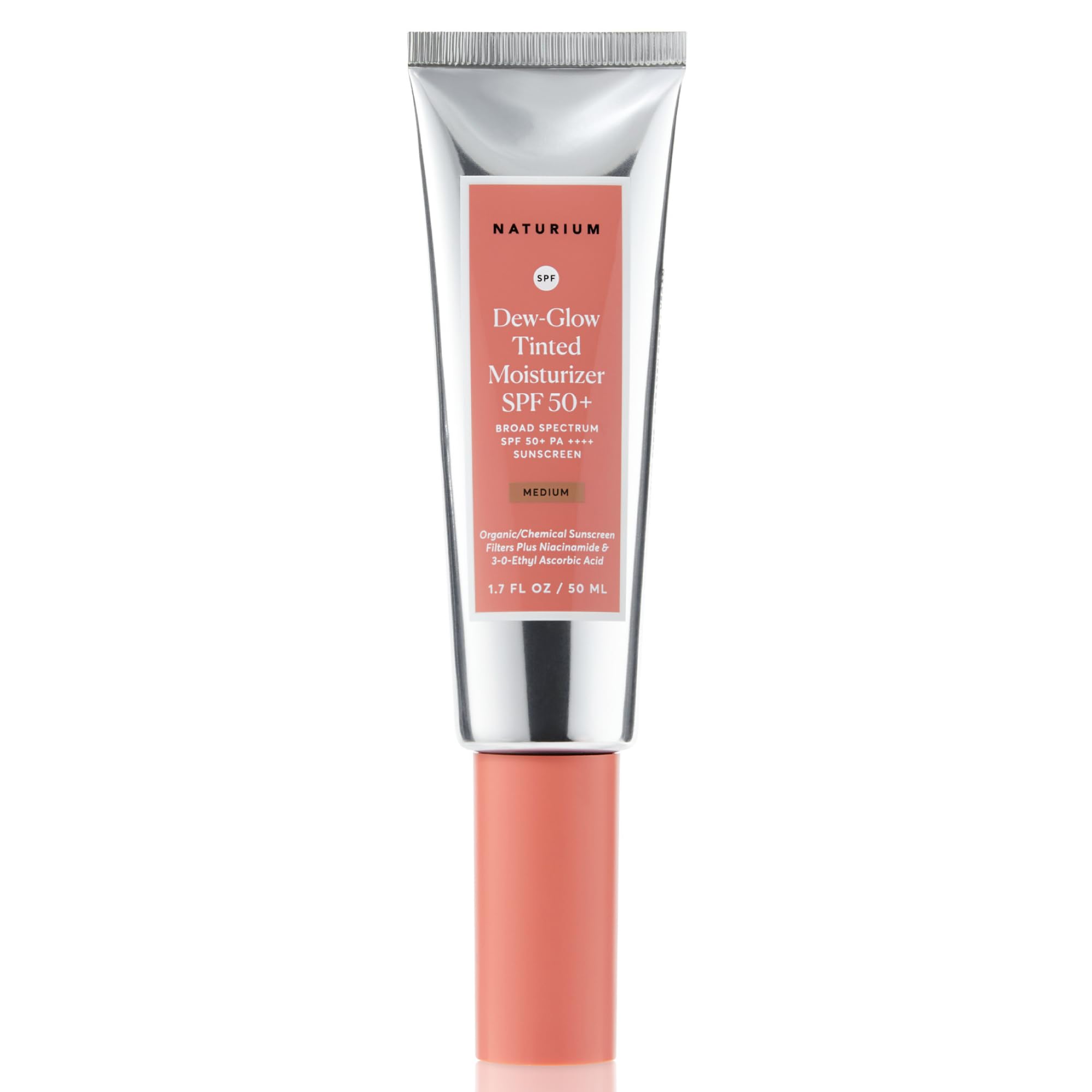 Naturium Dew-Glow Tinted Moisturizer Spf 50+ Medium, Daily Moisturizing Sunscreen & Face Primer With Tint, Skin Protector With D