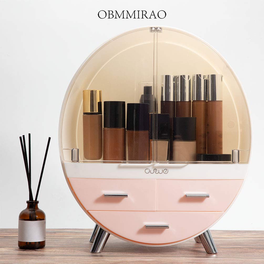 Obmmirao Elegant Dustproof Makeup Storage Organizer Box, Waterproof Medium Cosmetics Organizer Storage With Drawers Skincare Cos